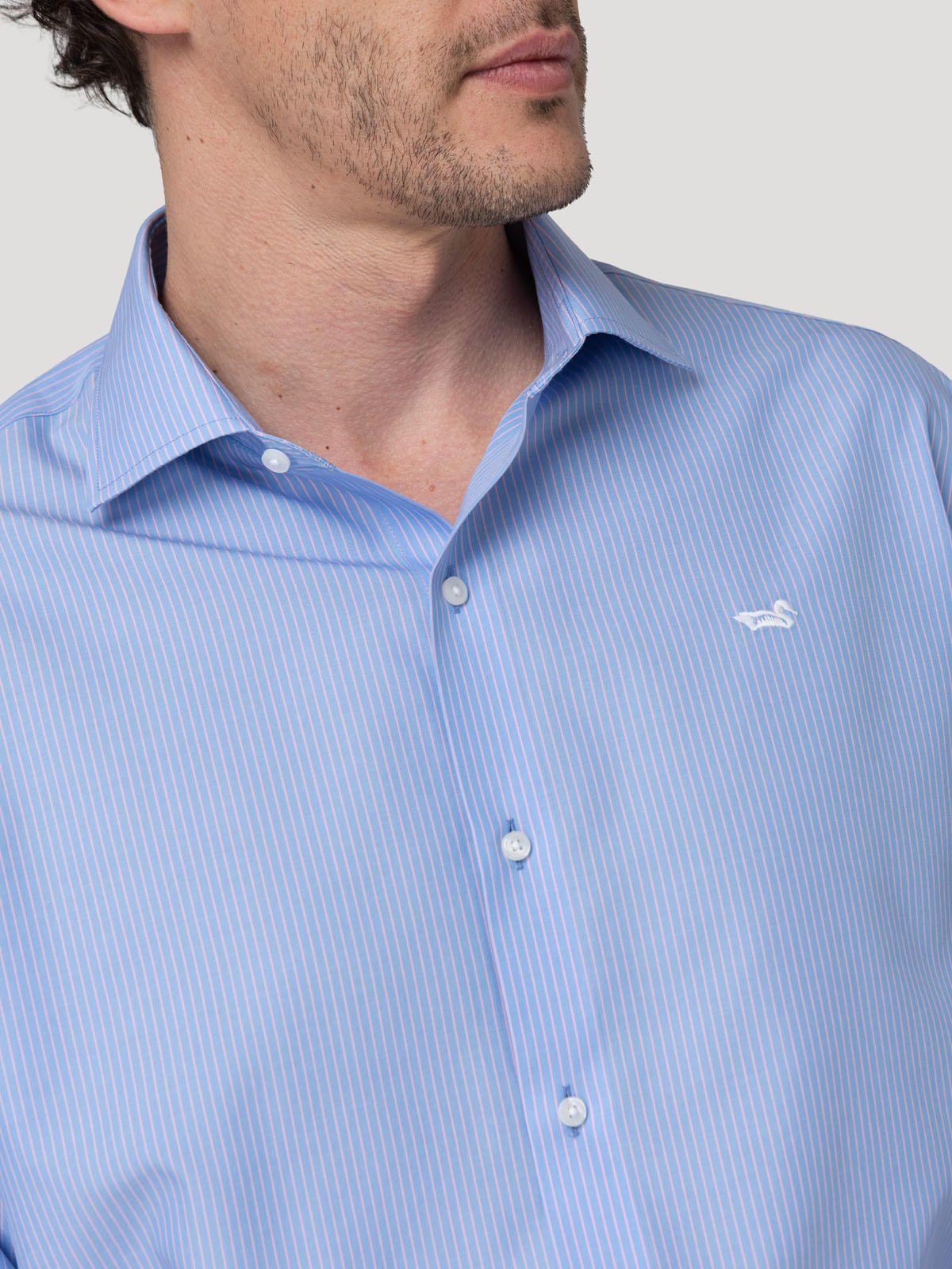 Camisa Cuello Italiano Hombre Wf Pc Azul-8