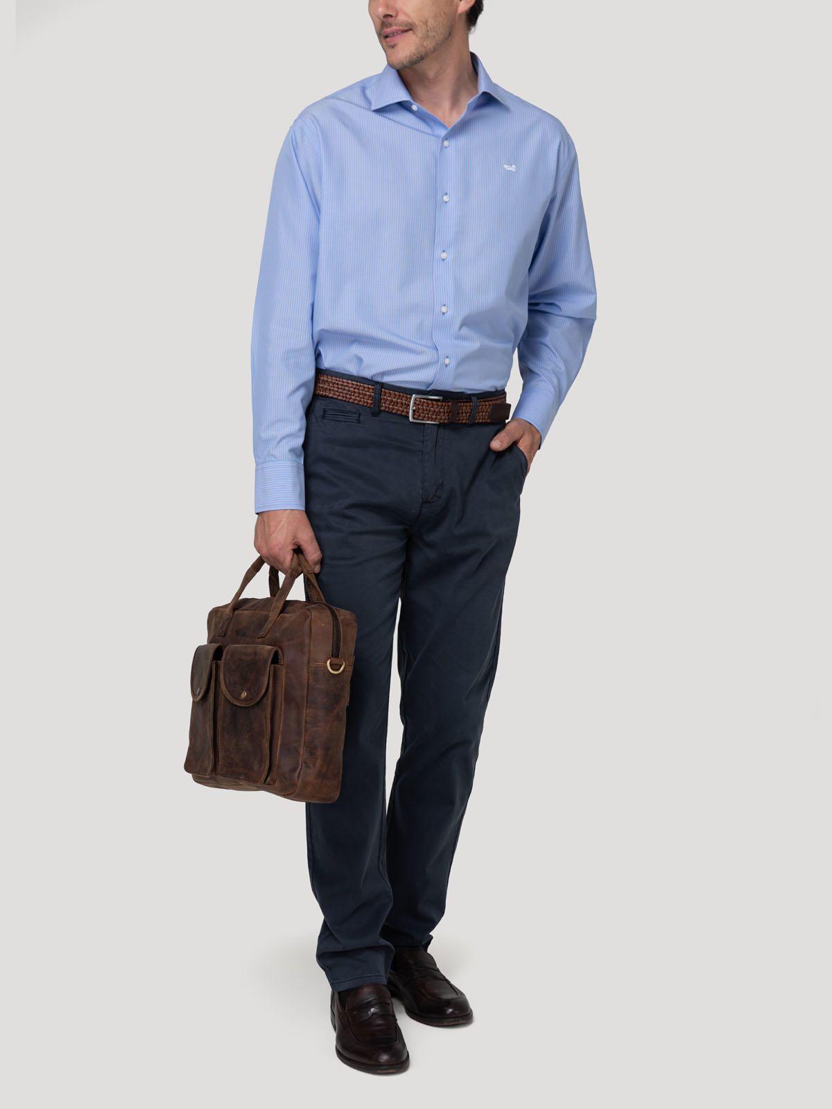 Camisa Cuello Italiano Hombre Wf Pc Azul-9