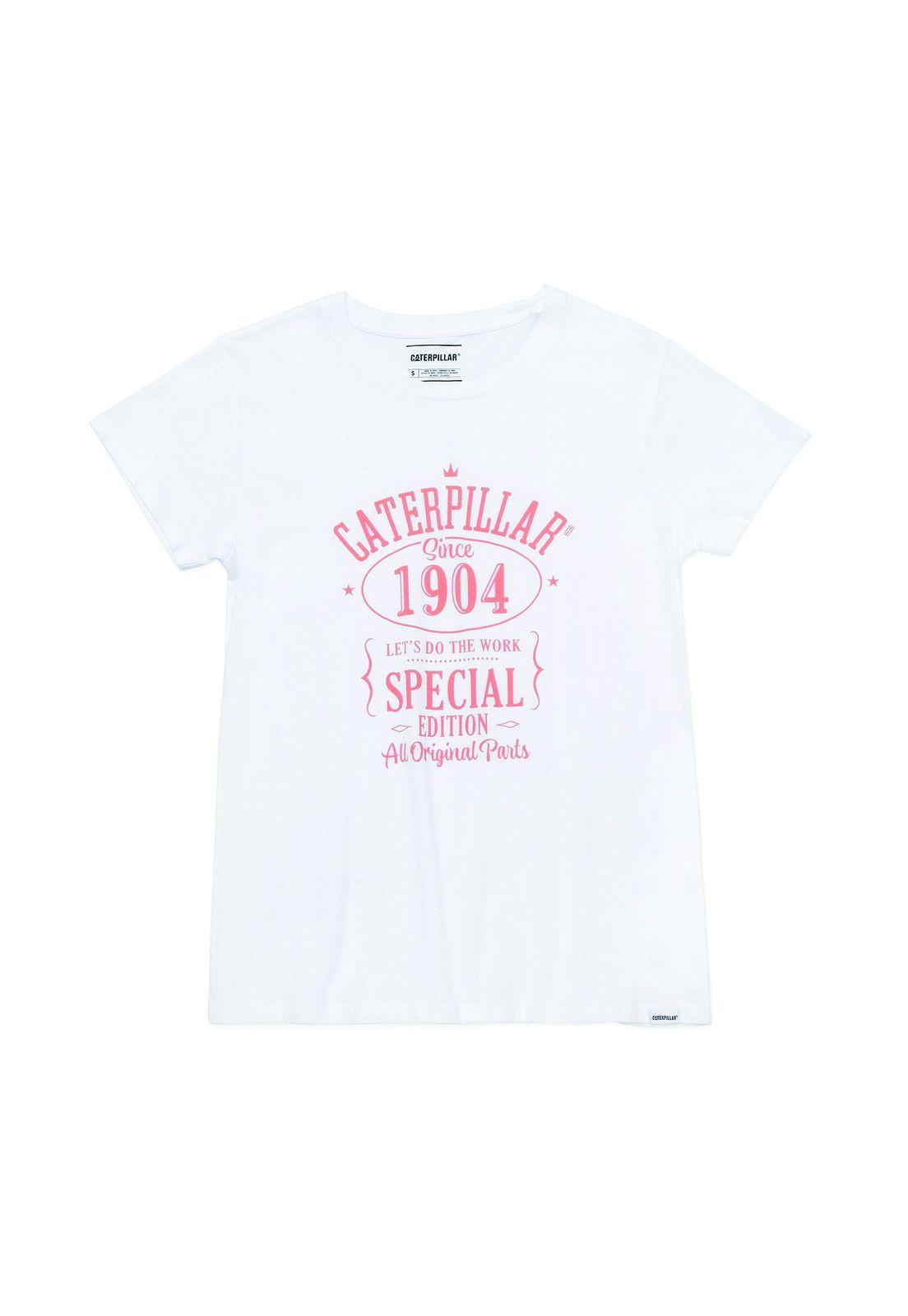 Polera manga corta Caterpillar 1904 Gr Blanco Mujer-0