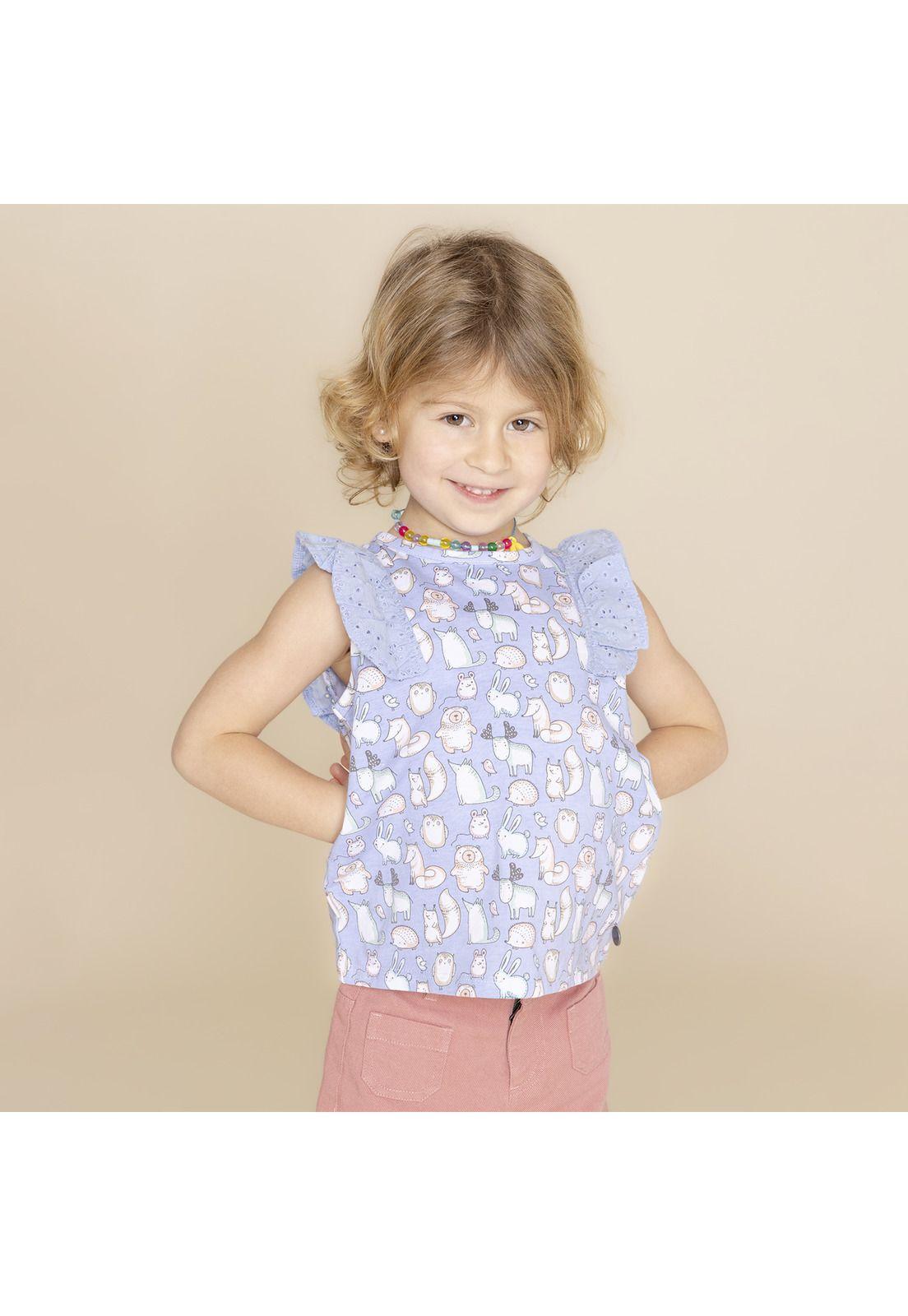 Polera Niña Buddies (1-3) Celeste-3