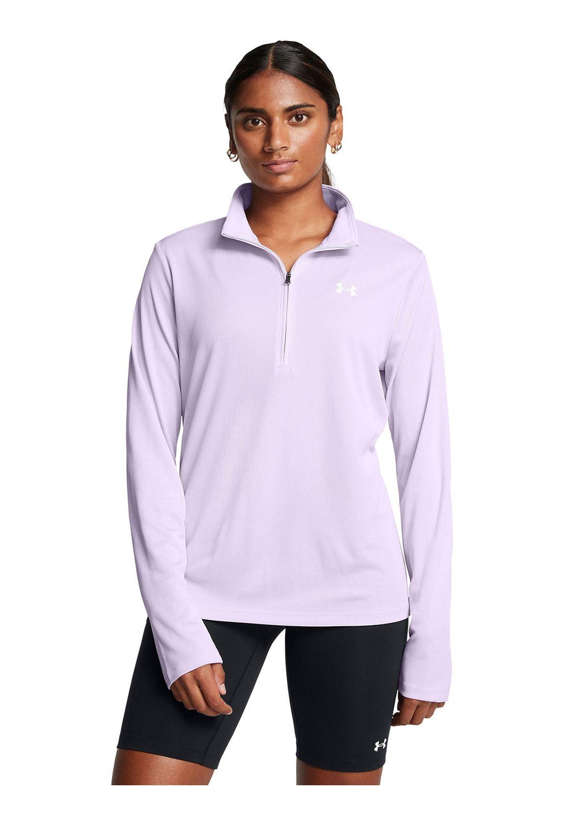 Polerón UA Tech ½ Zip para mujer Morado-3