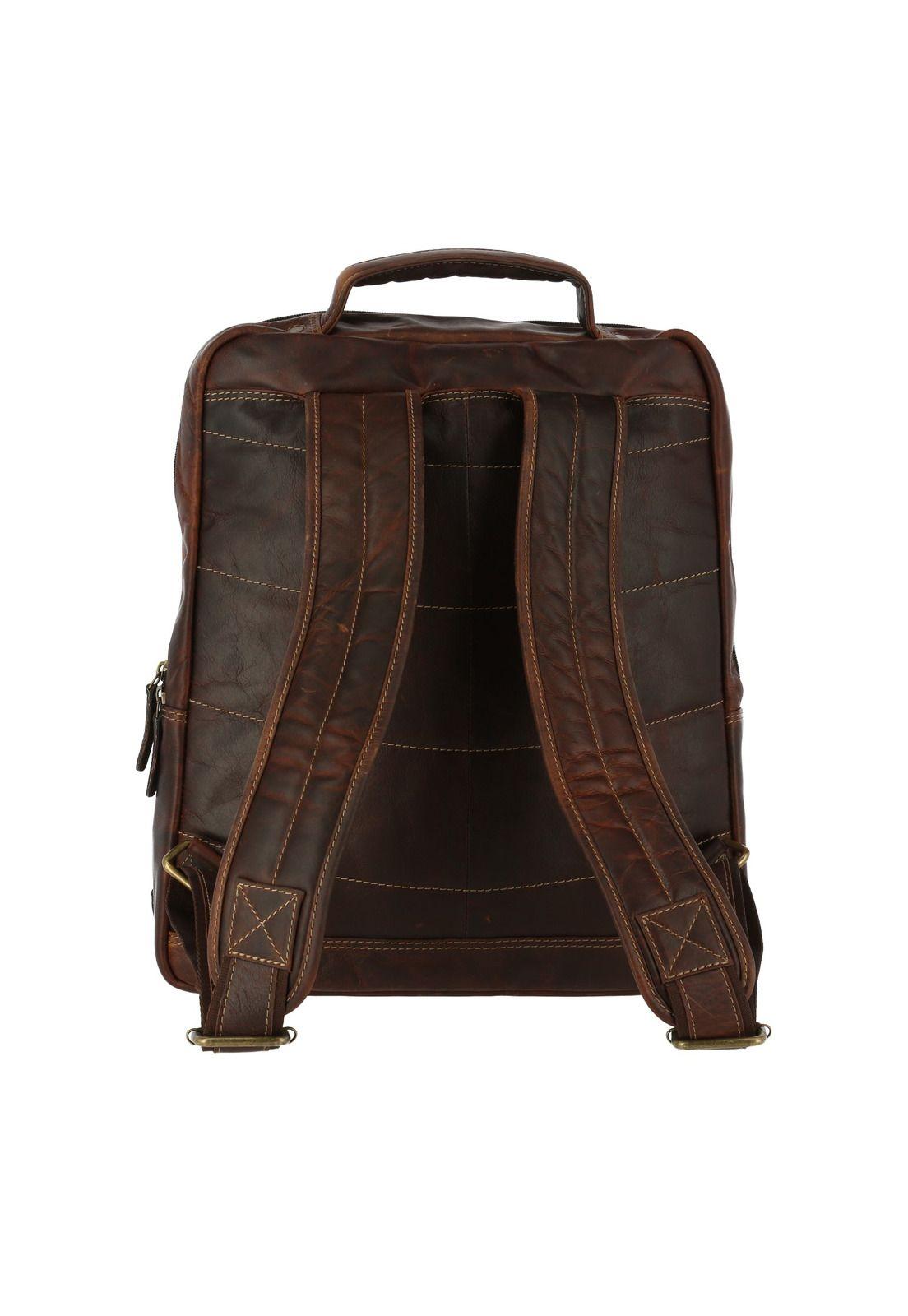 Mochila Cuero Unisex Tc Backpack Café-2
