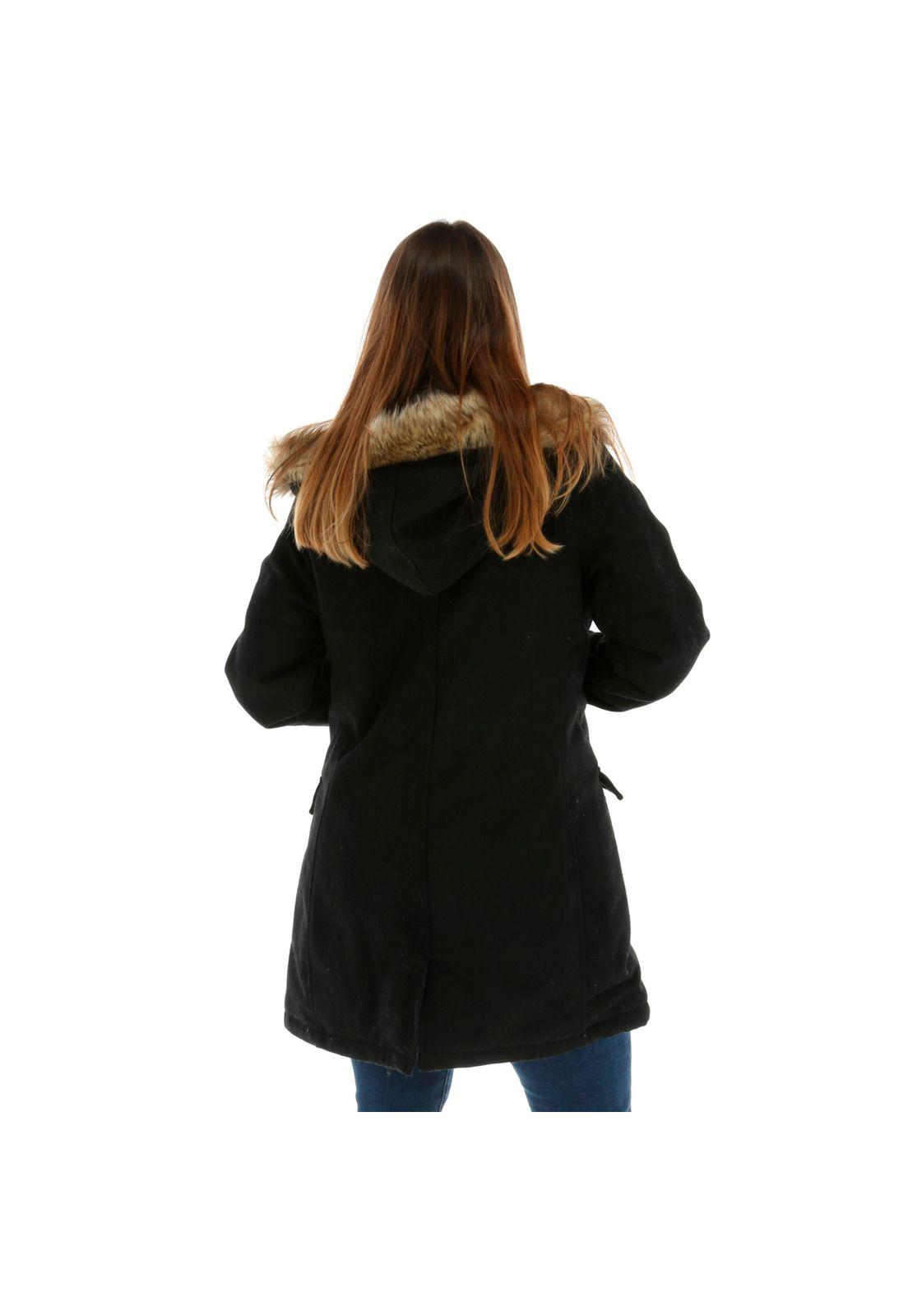 CHAQUETA MUJER WOOL PEACOAT NEGRO-2