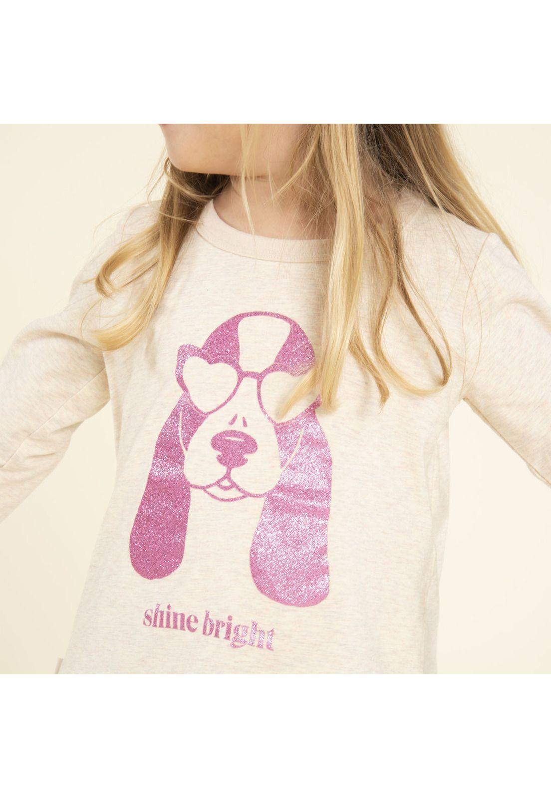 Polera Niña Brillos Beige-1