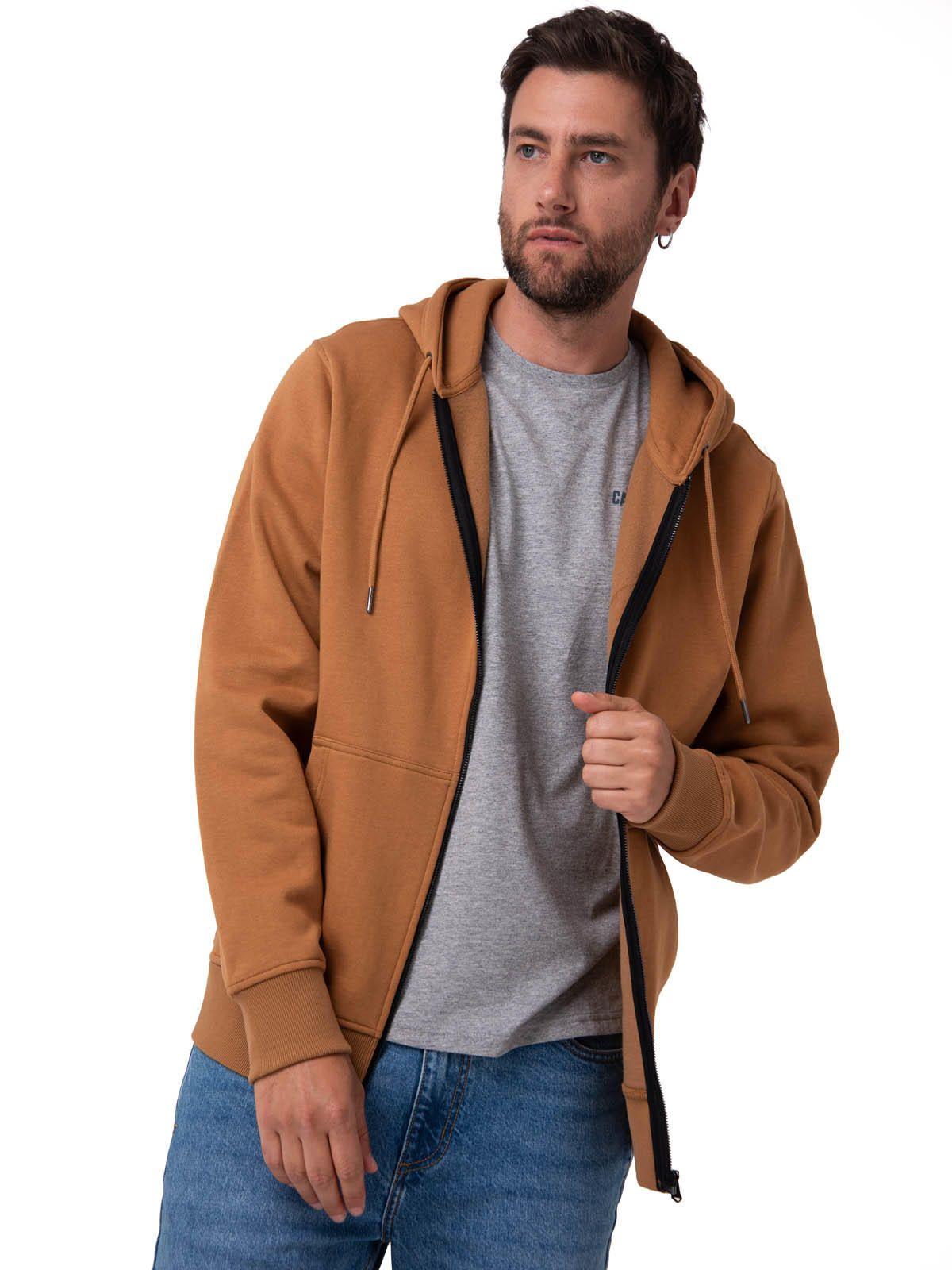 Polerón Hombre Patch Full Zip Café-0