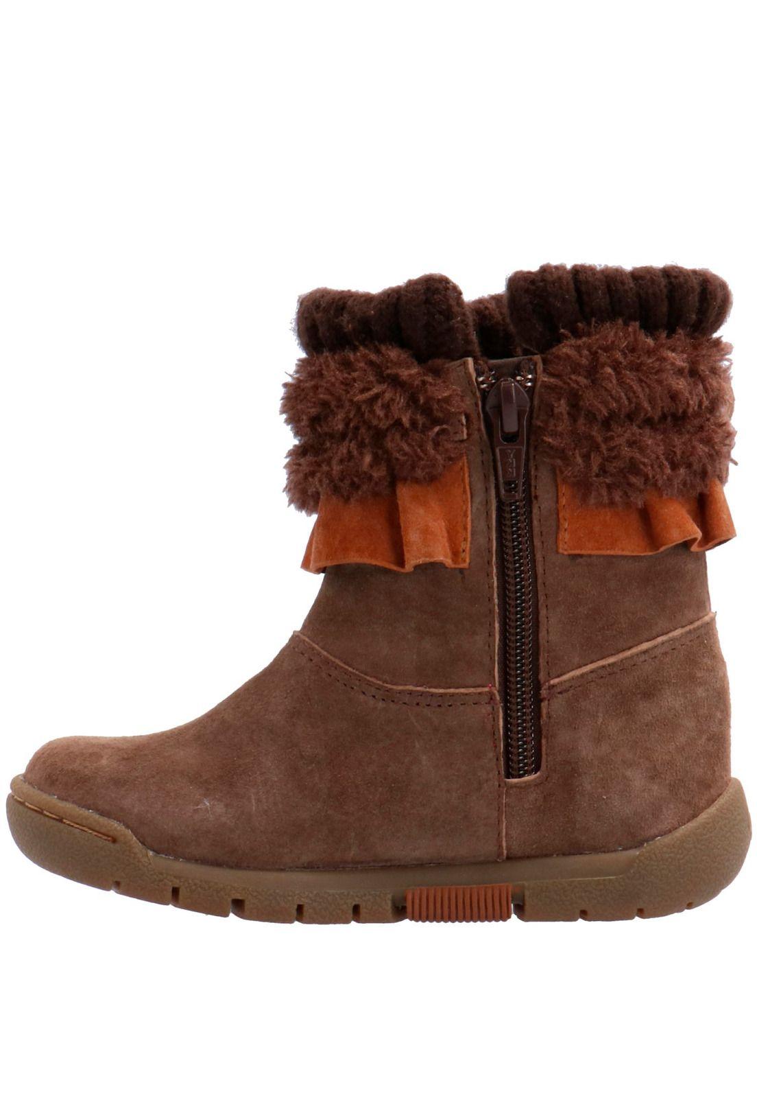 Bota Cuero Niña Macarron Café-3