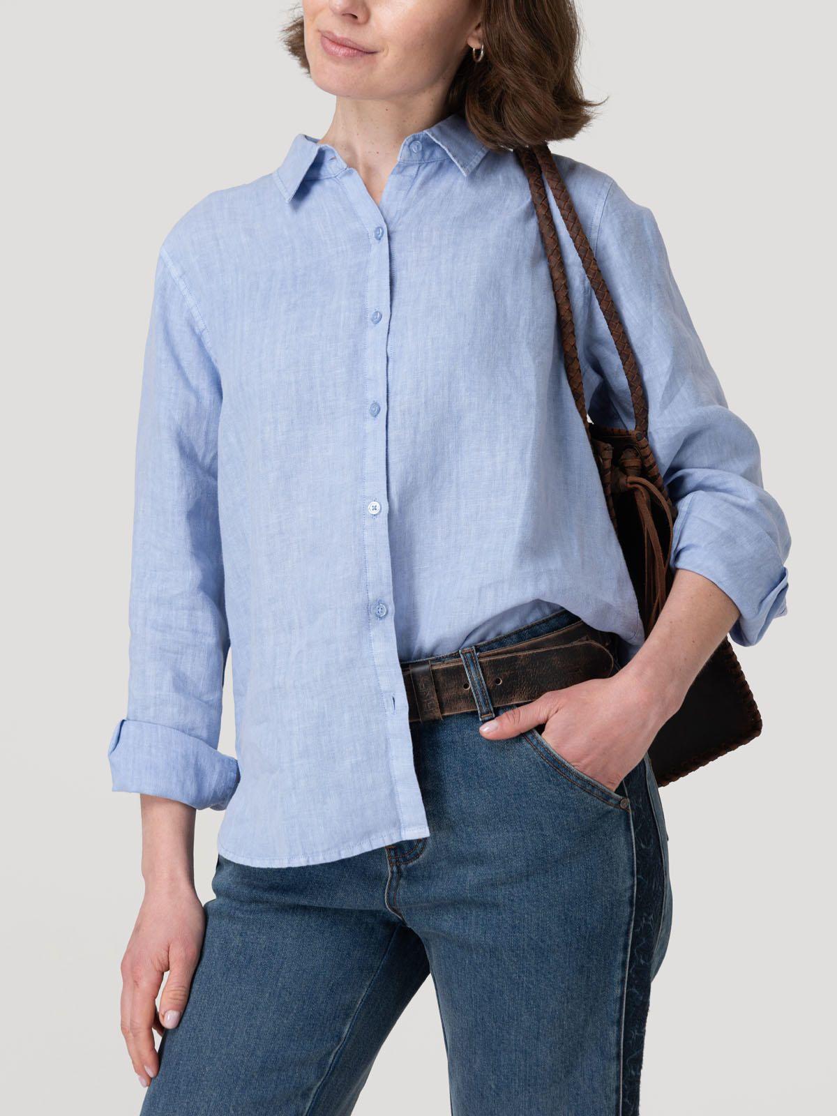 Blusa Lino Orgánico Mujer Lirio Azul-4