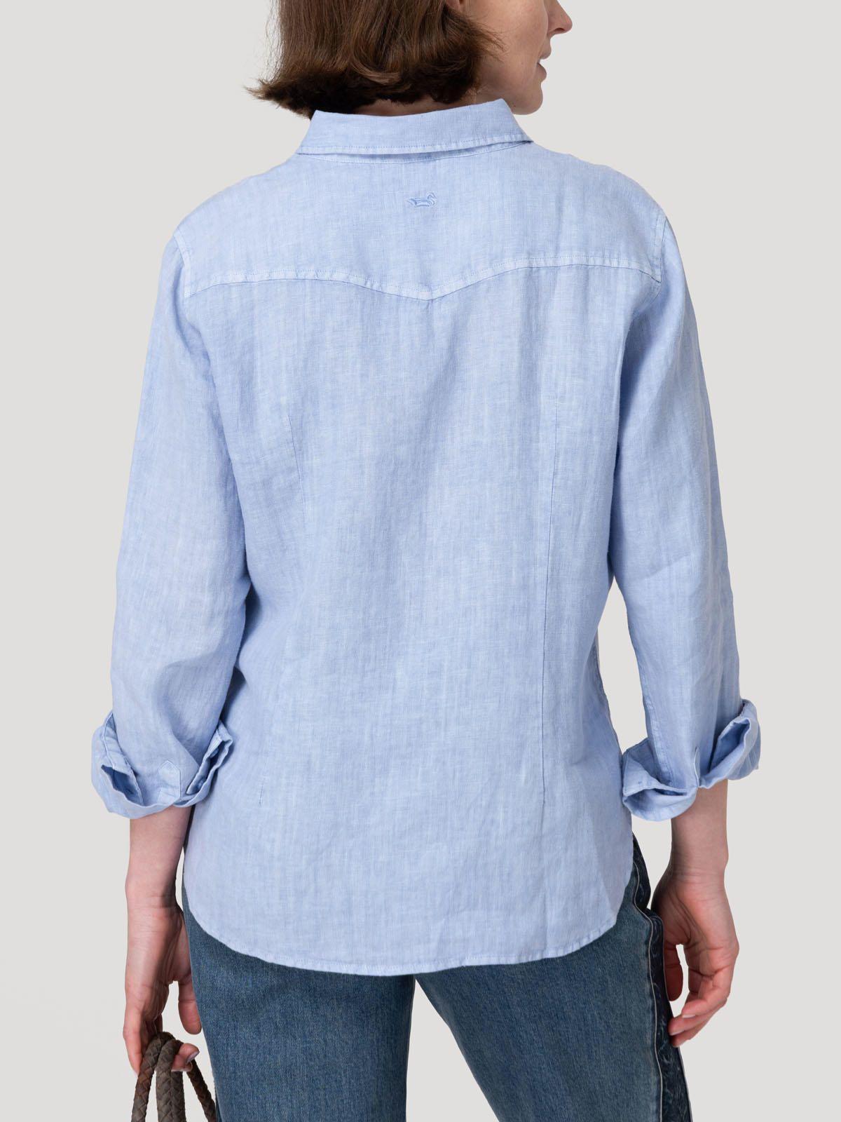 Blusa Lino Orgánico Mujer Lirio Azul-5