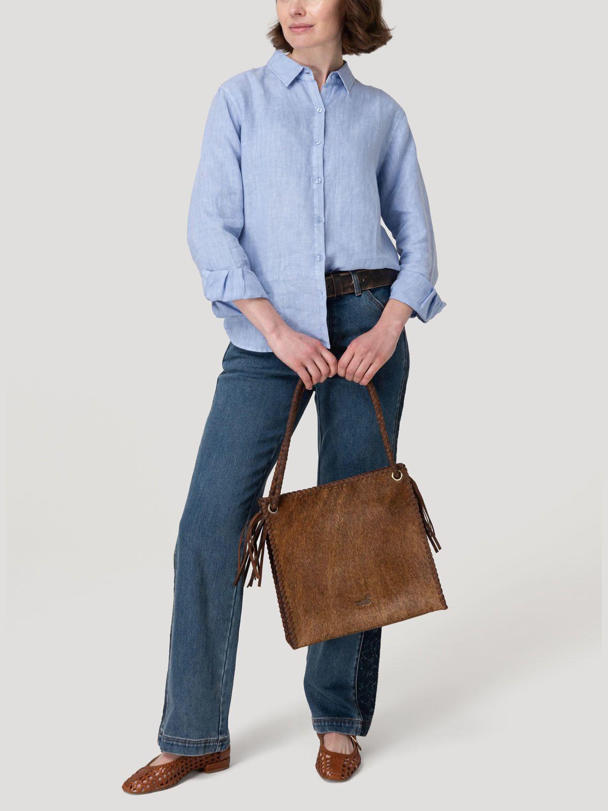 Blusa Lino Orgánico Mujer Lirio Azul-7