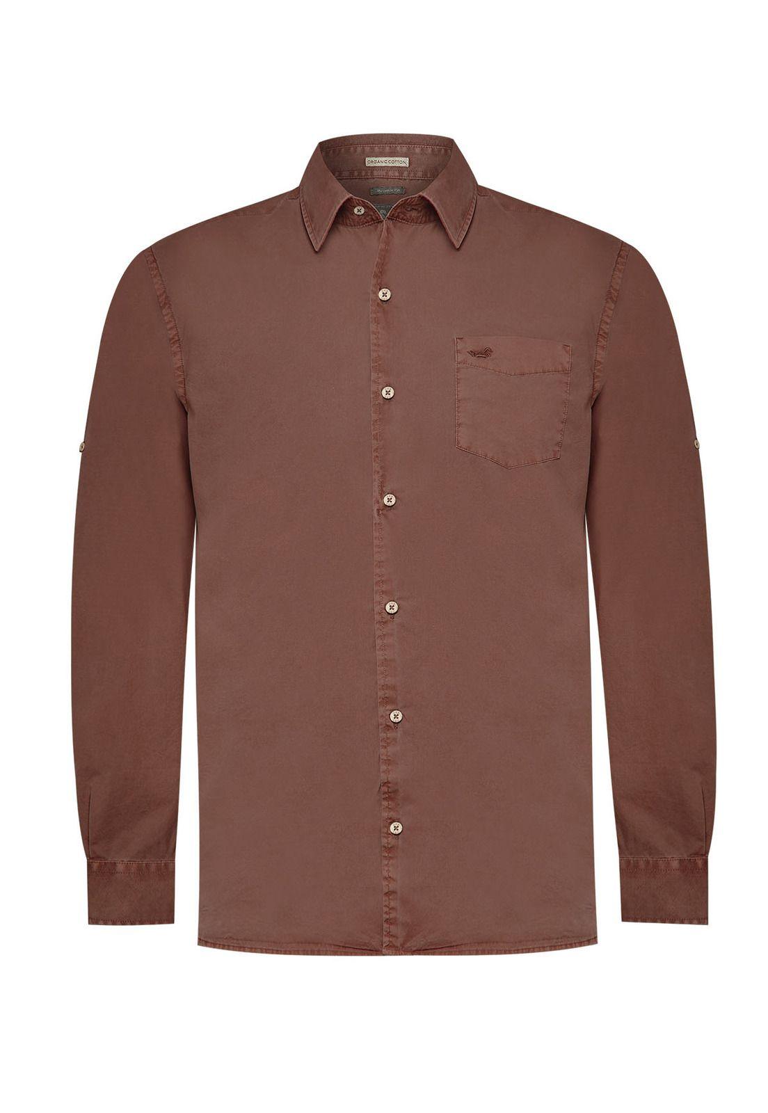 Camisa Algodón Orgánico Hombre Leeds Burdeo-0