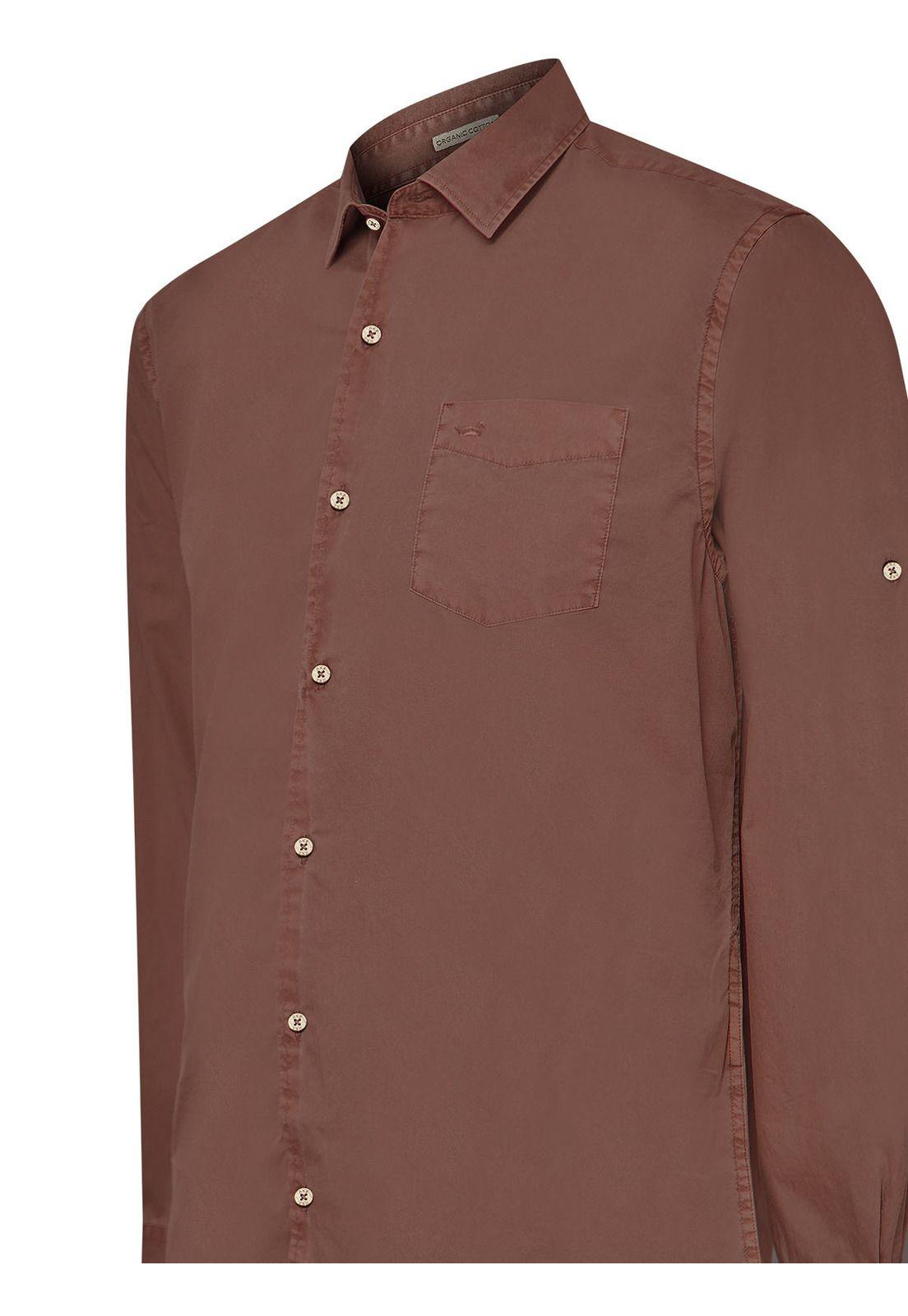 Camisa Algodón Orgánico Hombre Leeds Burdeo-3