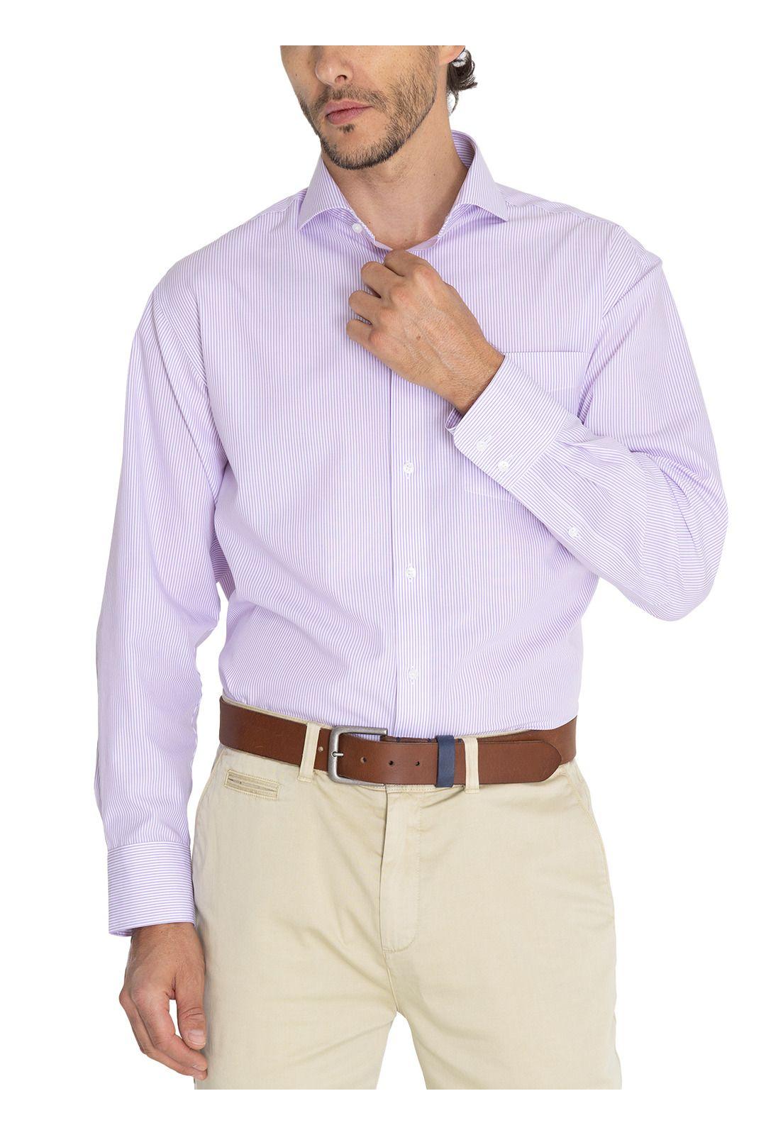 Camisa Cuello Italiano Lila WF Hombre -6
