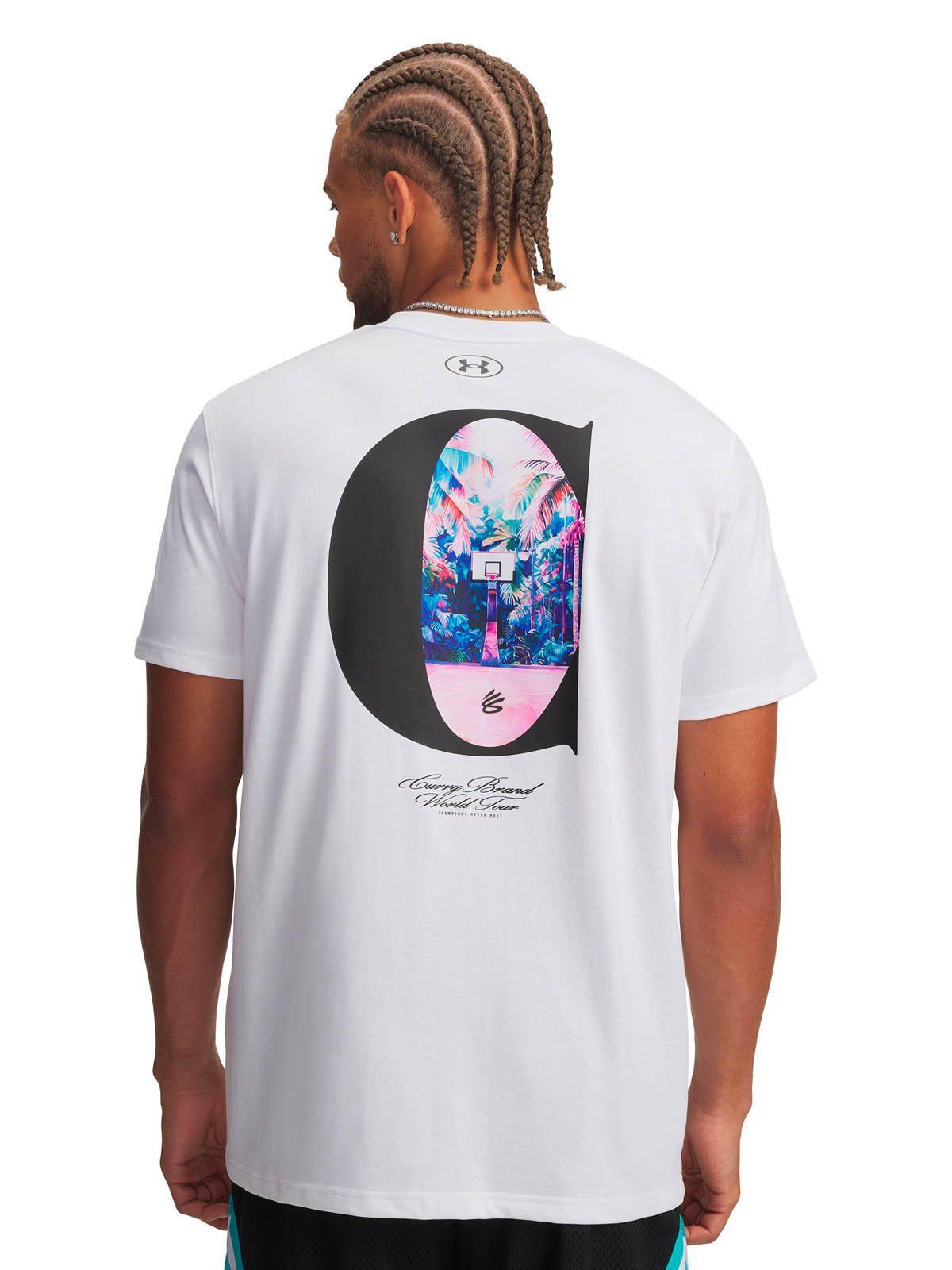 Polera Manga Corta Basketball para Hombre Curry Tour Blanco -1