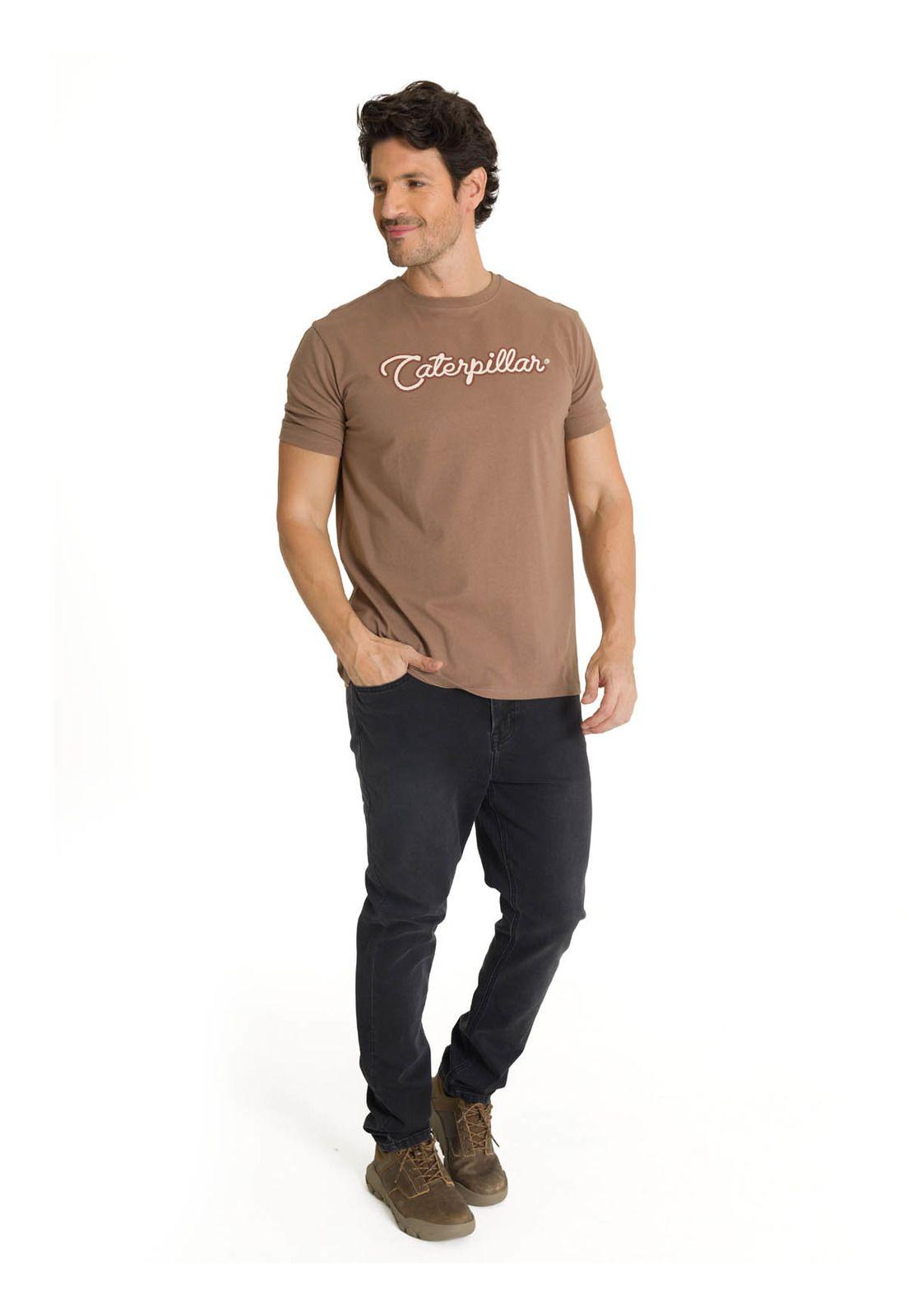 Polera Manga Corta Hombre Roam Free Café-5