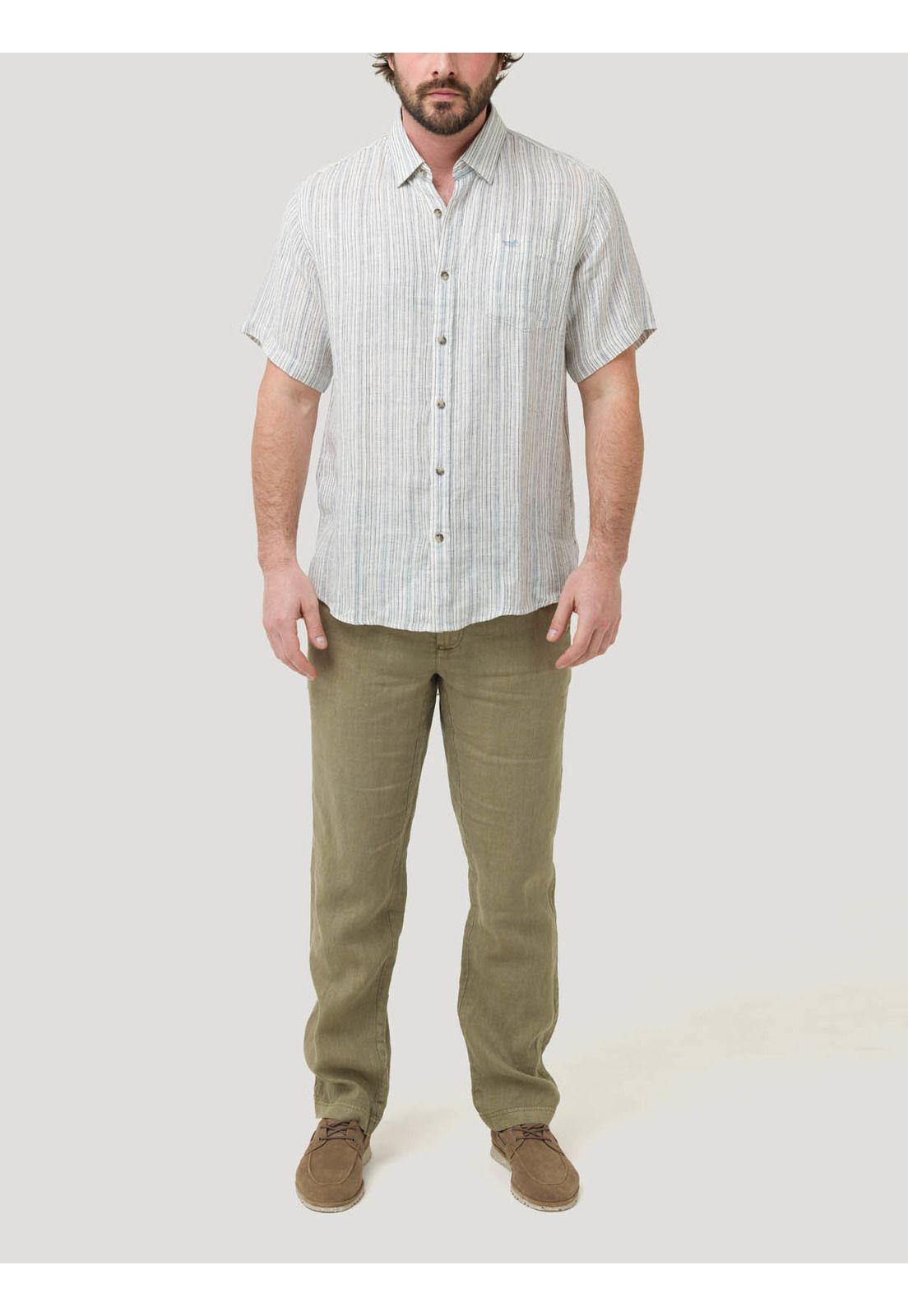 Camisa Lino Orgánico Hombre Brisa Azul-7