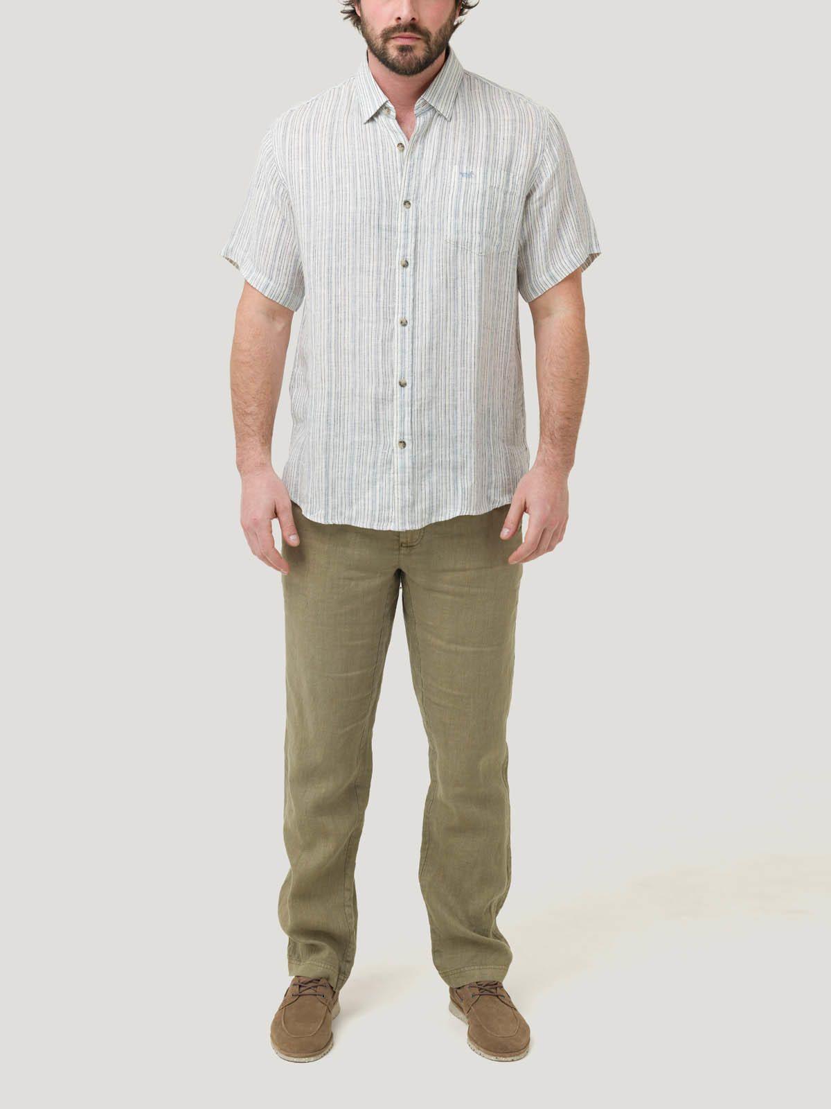 Camisa Lino Orgánico Hombre Brisa Azul-7