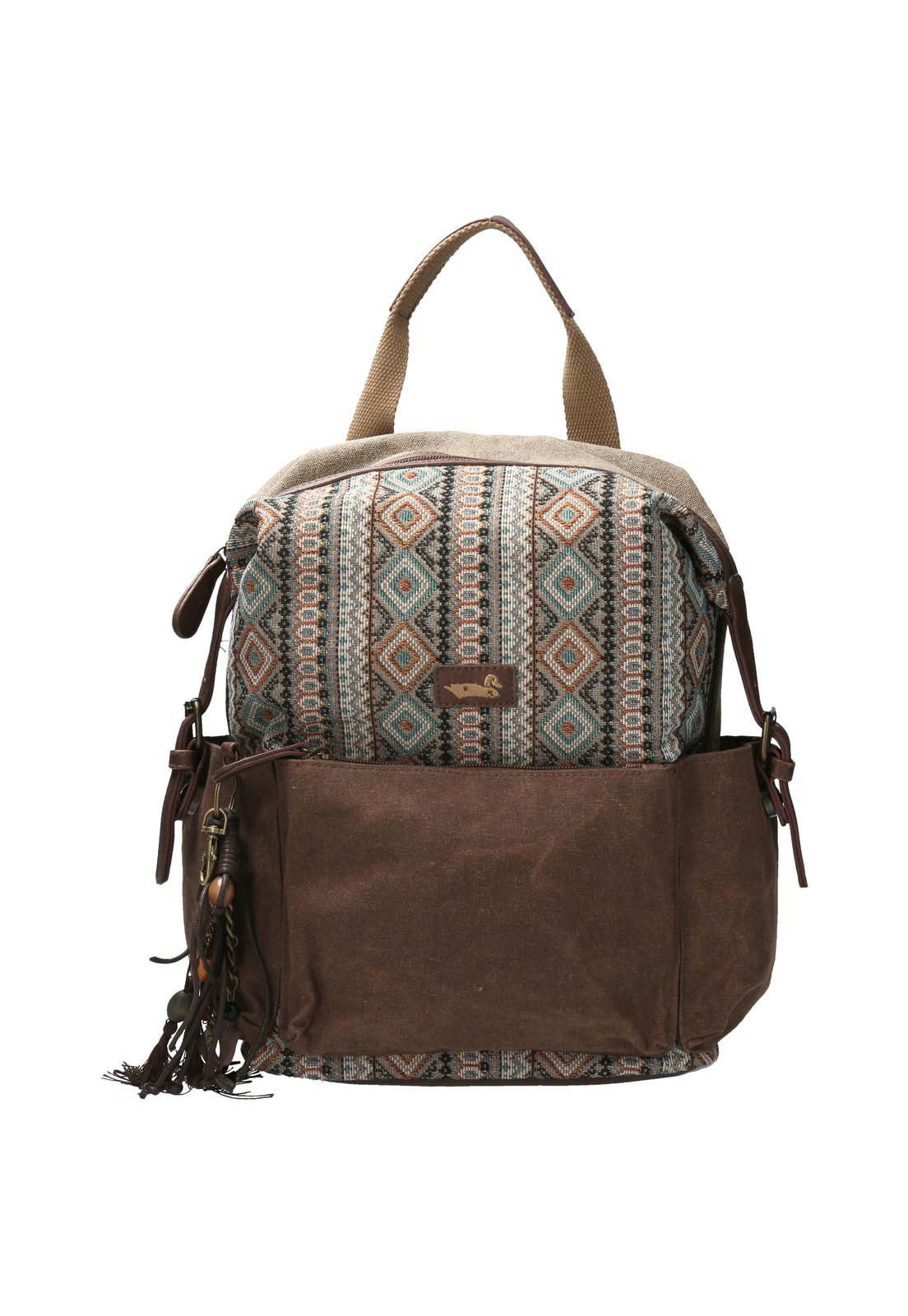 Mochila Textil Mujer Pravo Back Café-0