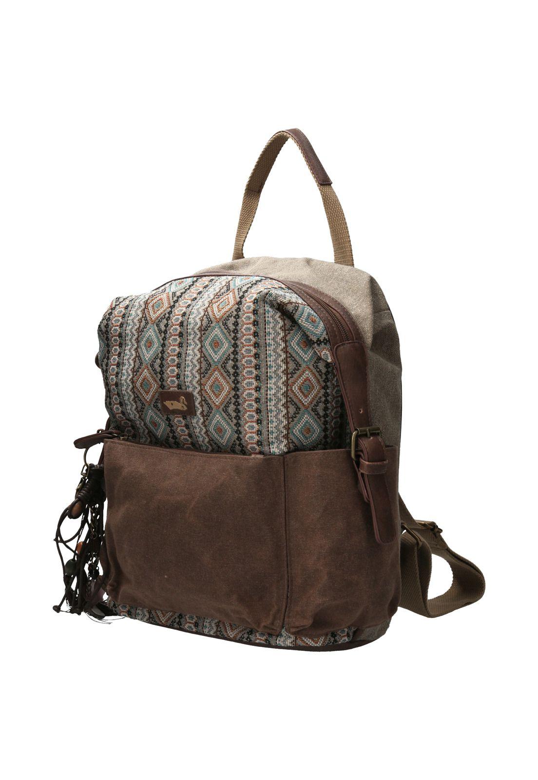Mochila Textil Mujer Pravo Back Café-1