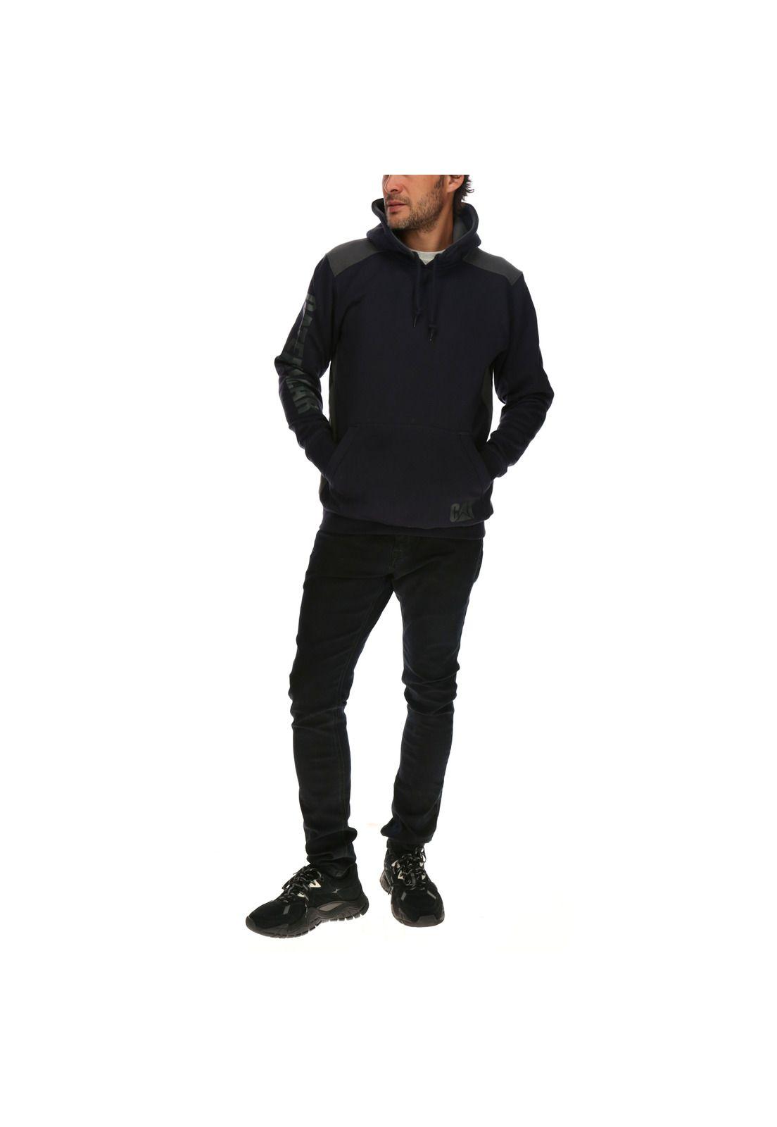 Poleron Hombre Logo Panel Hooded Sweat Azul-0