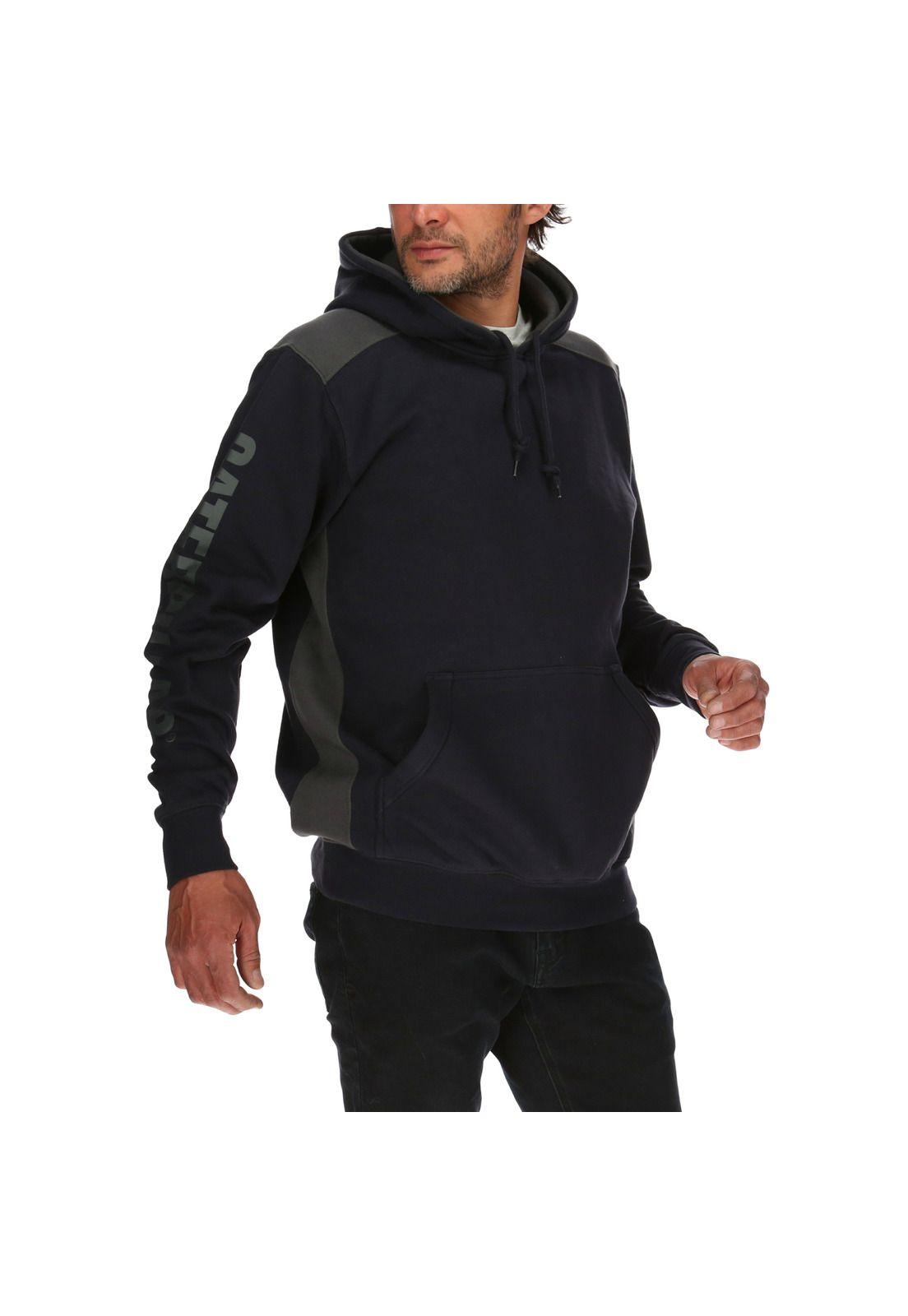 Poleron Hombre Logo Panel Hooded Sweat Azul-1