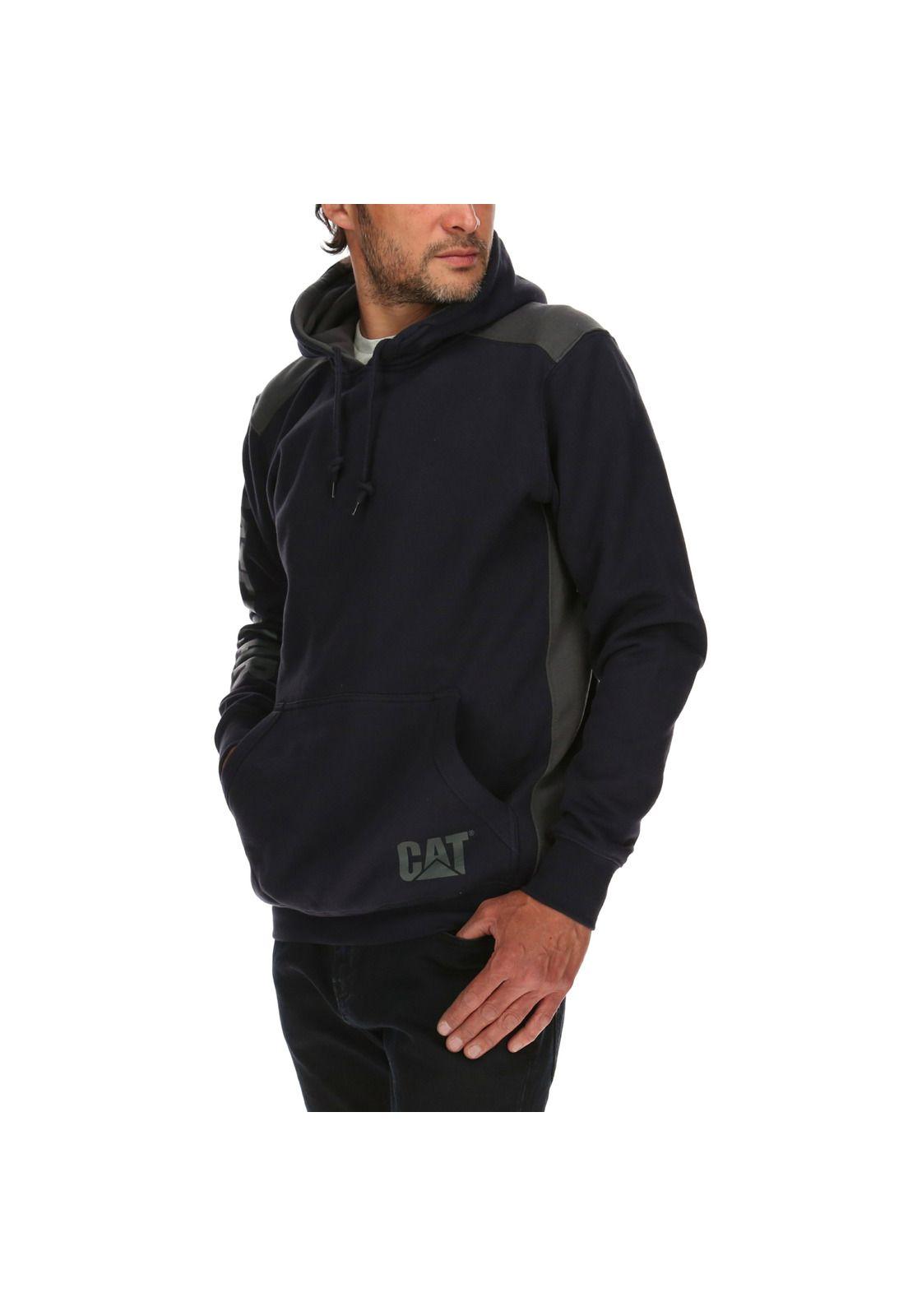 Poleron Hombre Logo Panel Hooded Sweat Azul-2