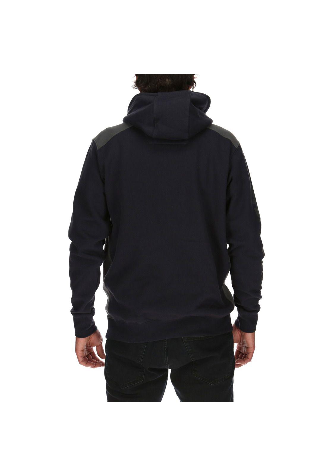 Poleron Hombre Logo Panel Hooded Sweat Azul-3