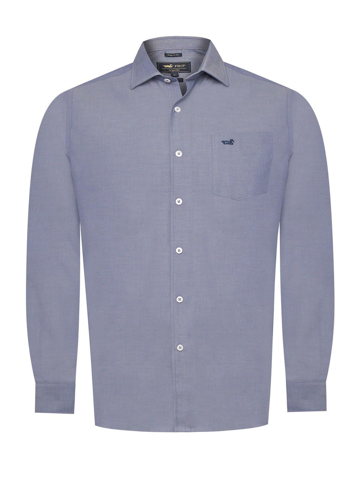 Camisa Algodón Hombre Woolsolid Azul-0