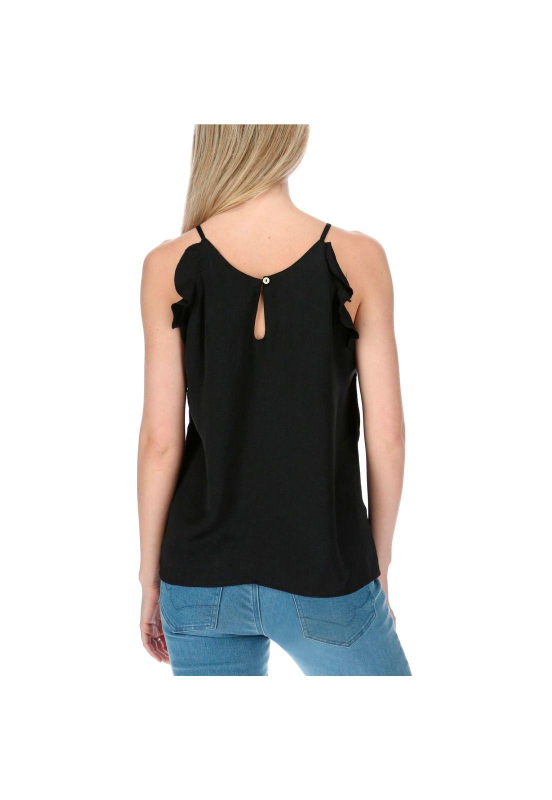 Blusa Ml Mujer Satin Slit L/S Shirt Negro-1