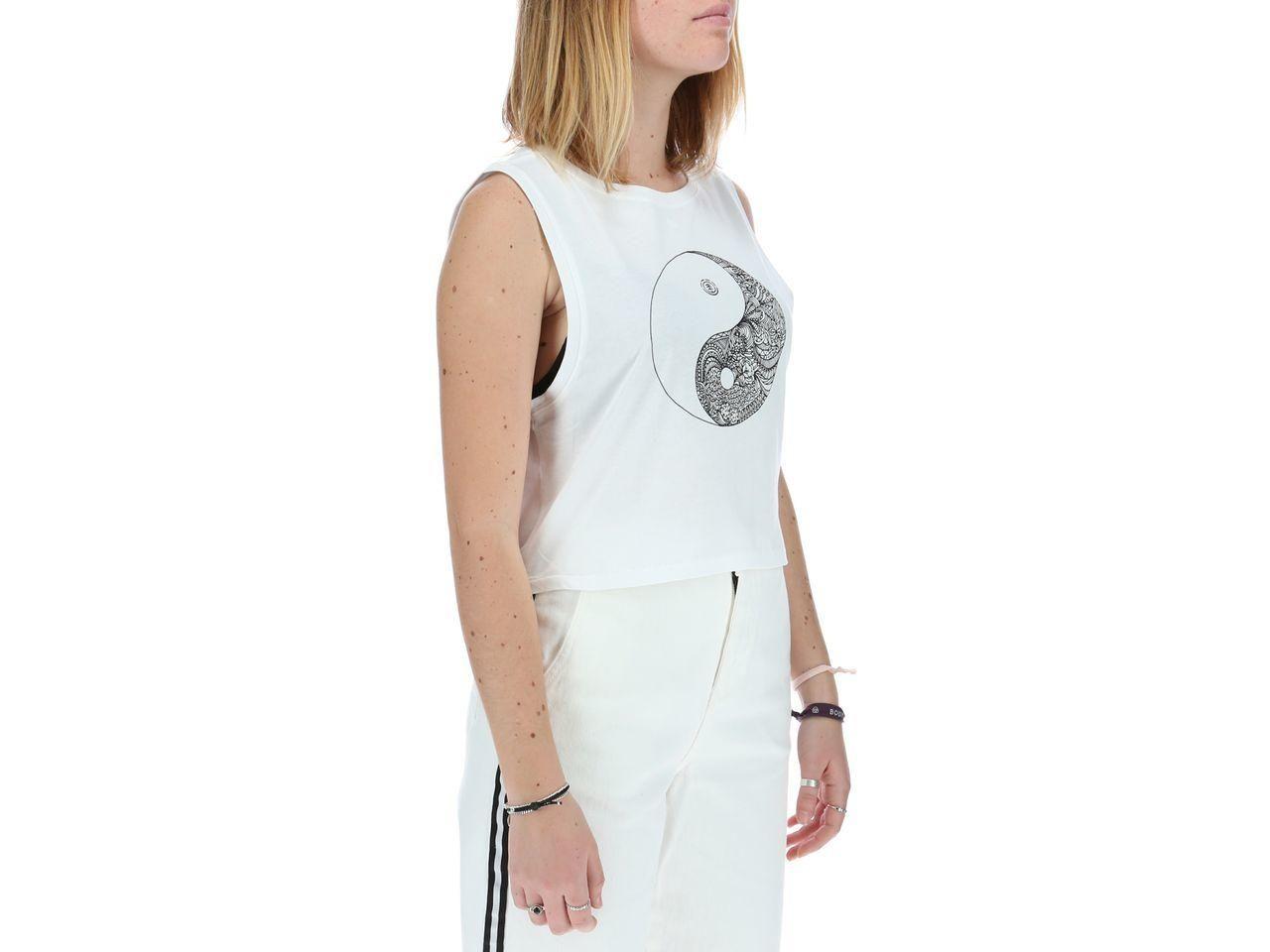 Poleras Sin Mangas Mujer Yin Yang Crop Tank Blanco-3