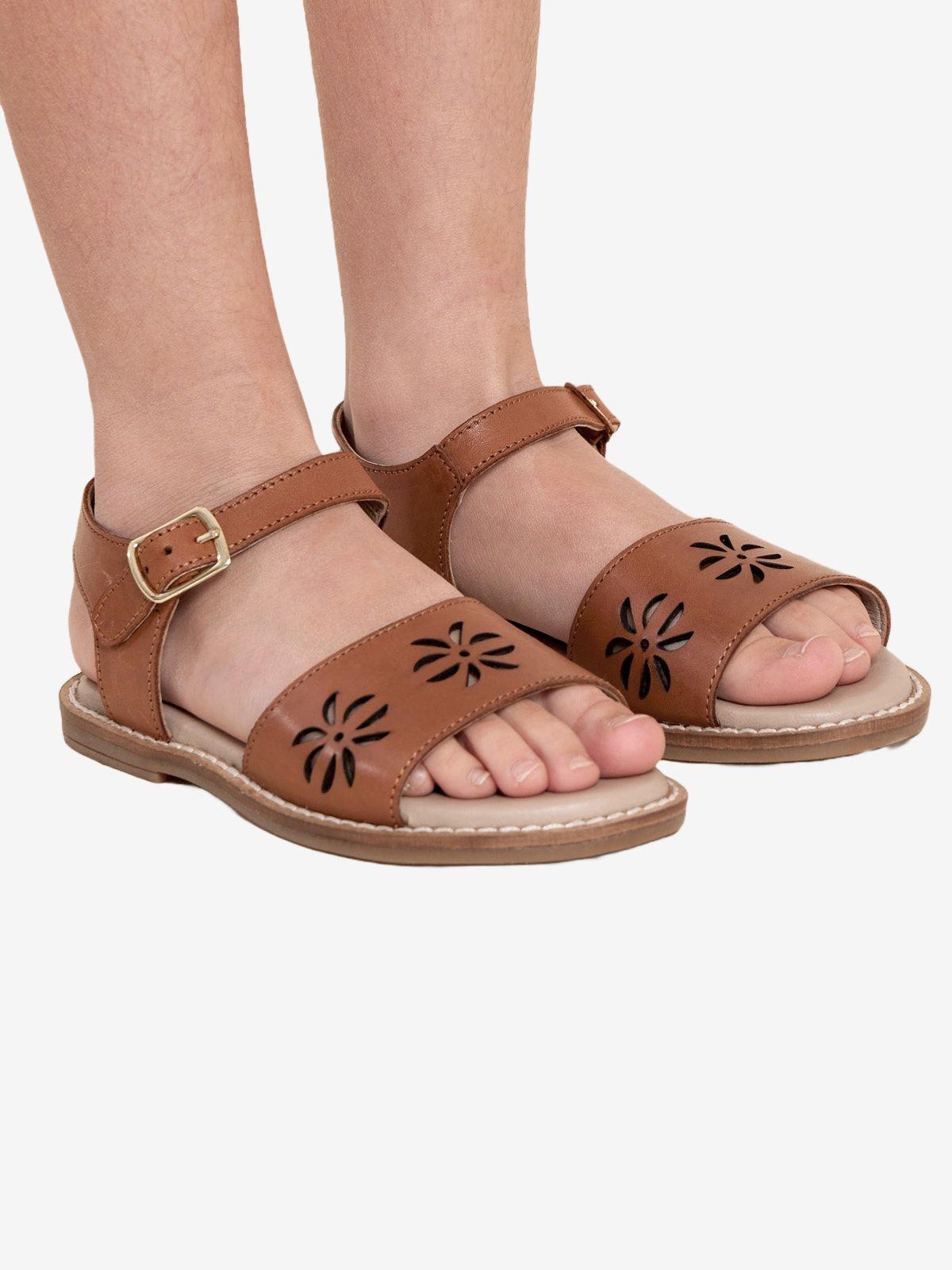 Sandalia Cuero Café Niña Daisy  (19-25)-0