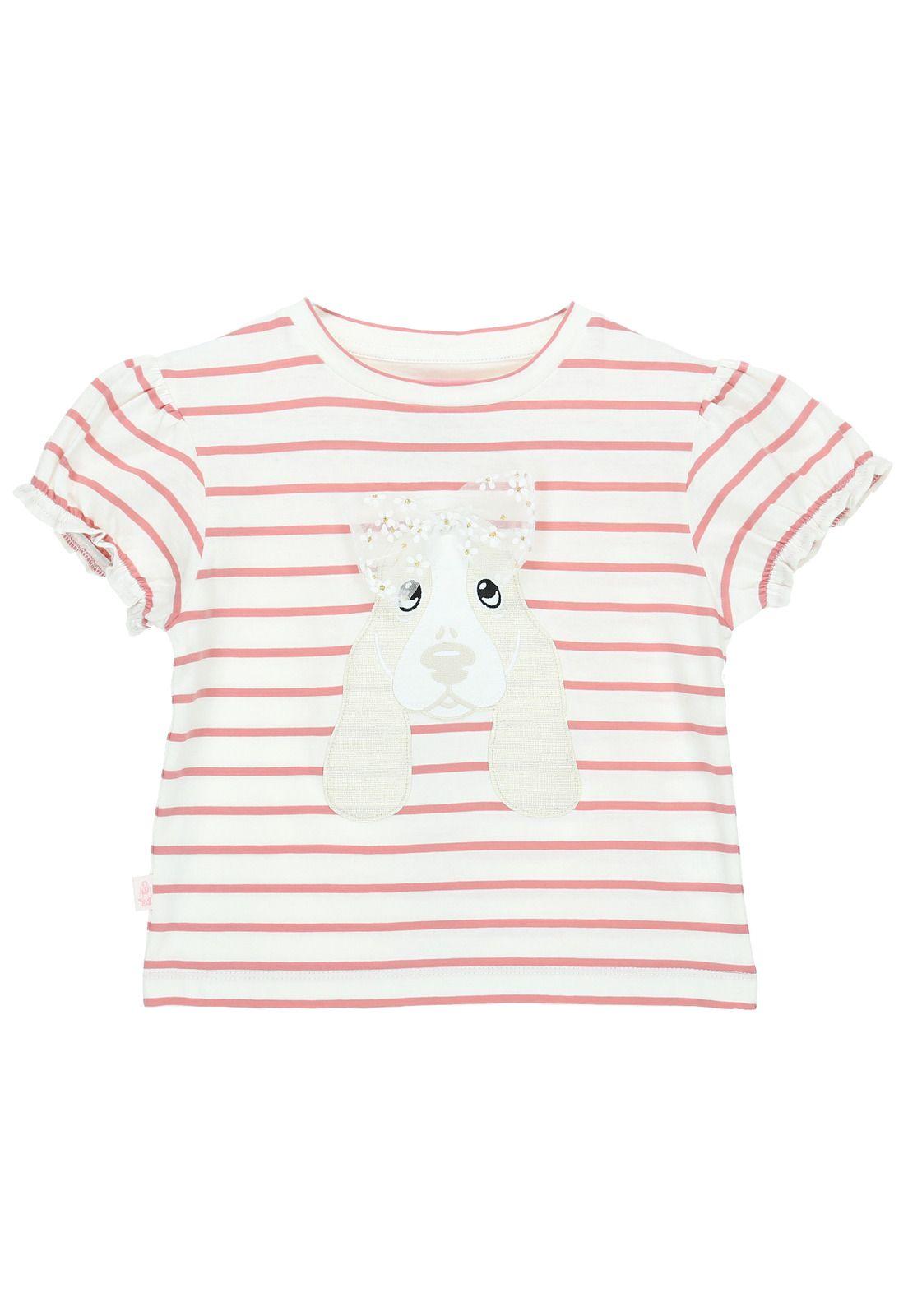 Polera M/C Niña Bordado Rosado-0