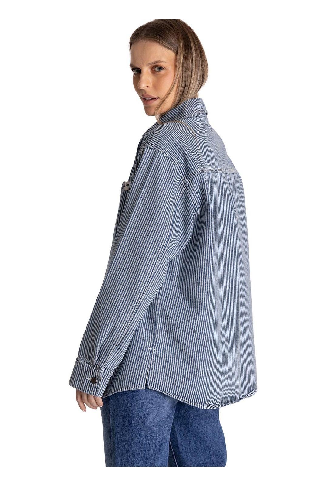 Chaqueta Oversized Mujer Stripe Denim Azul-3