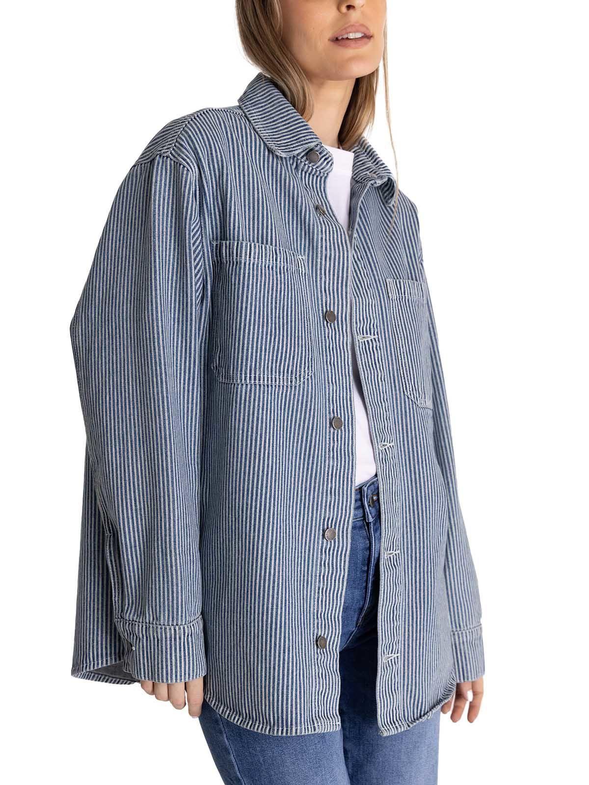 Chaqueta Oversized Mujer Stripe Denim Azul-1