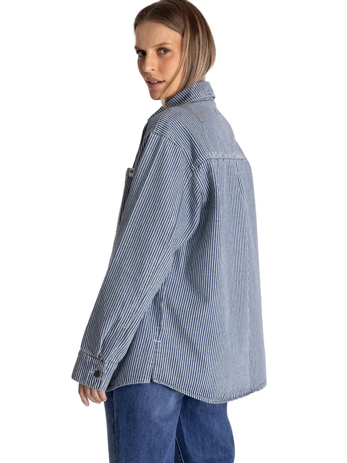 Chaqueta Oversized Mujer Stripe Denim Azul-3