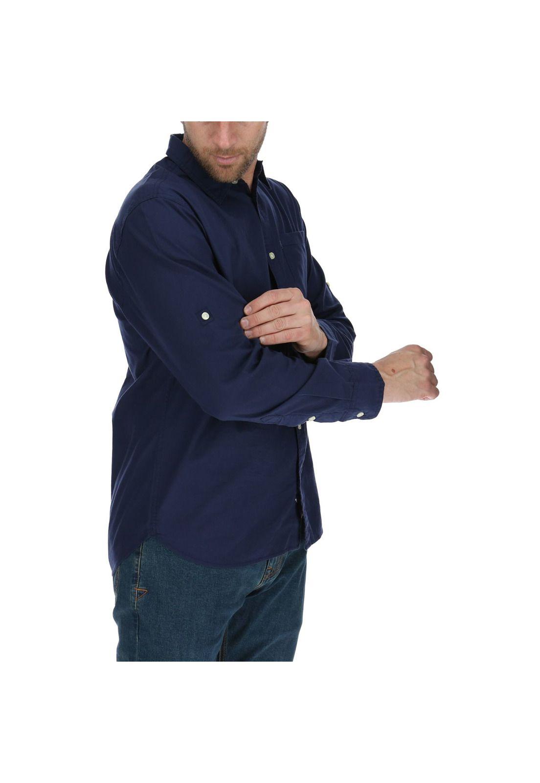 Camisa Ml Hombre Bradshaw Roll Sleeve L/S Shirt Azul-3