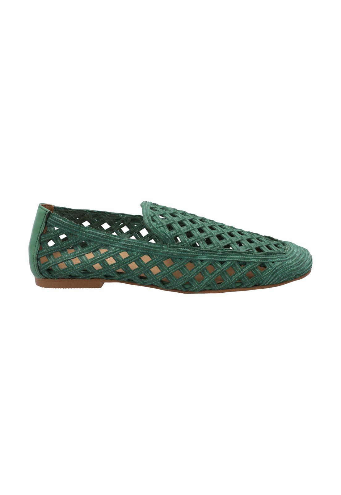 Mocasín Rafia Mujer Minga Verde-0