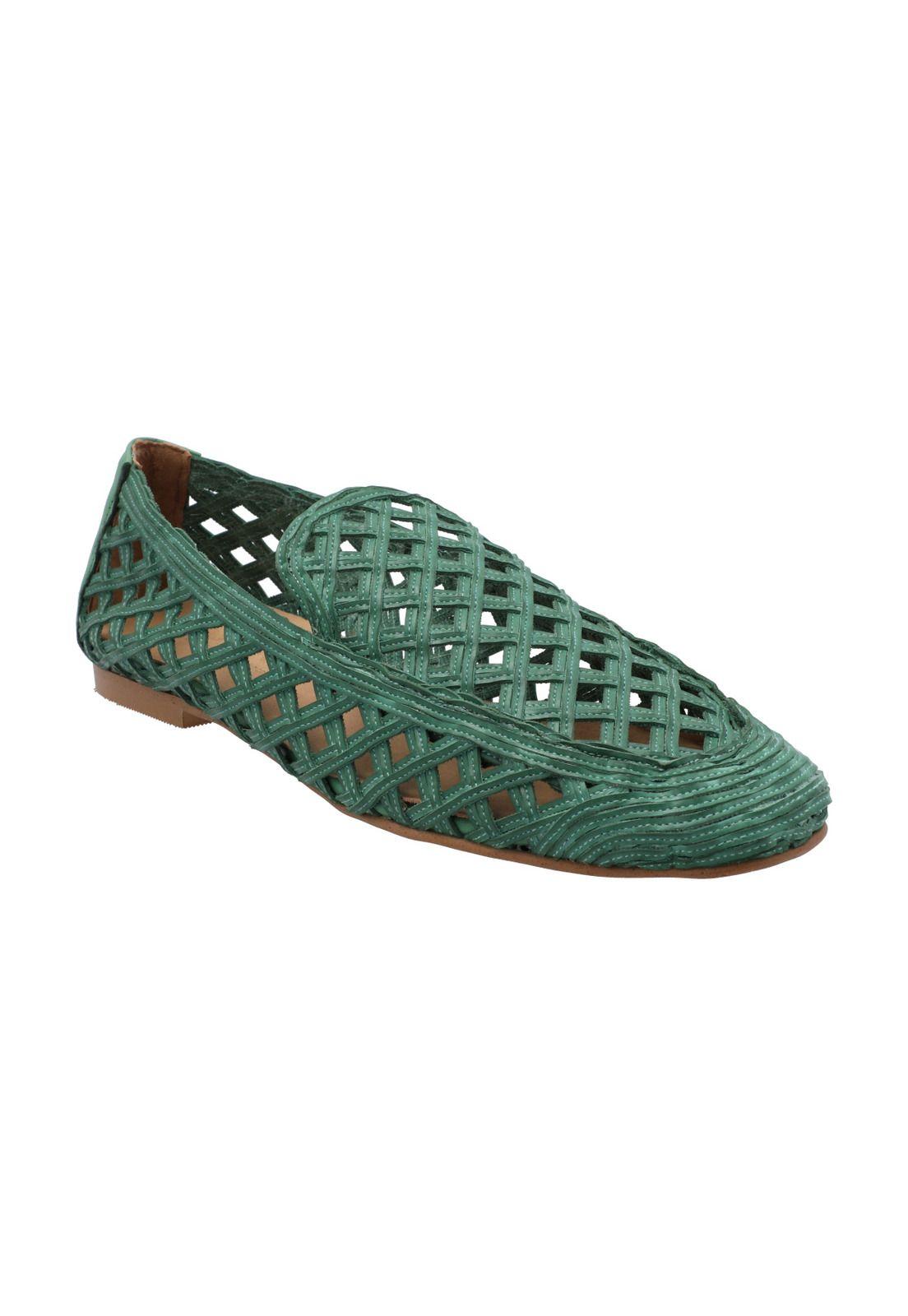 Mocasín Rafia Mujer Minga Verde-1