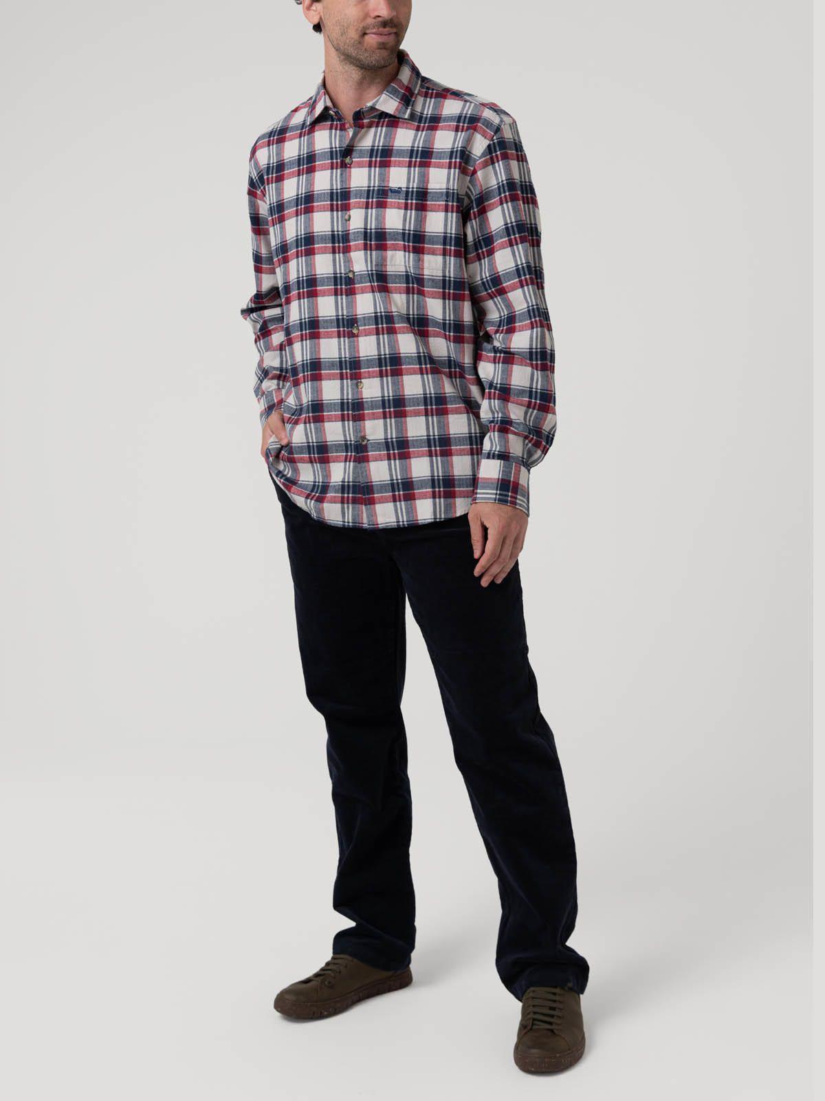 Camisa Algodón Orgánico Azul Hombre Flannel-7