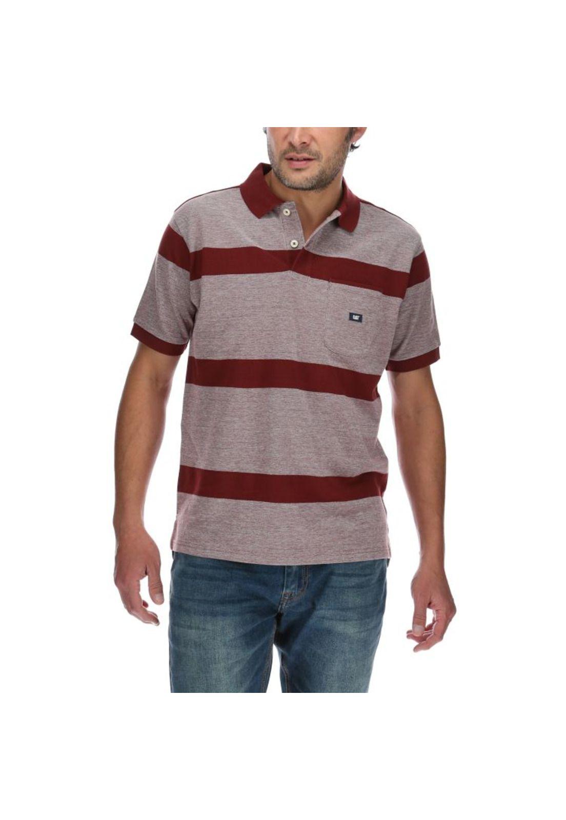 Polera Polo Hombre Terry Wide Stripe Polo Burdeo-0