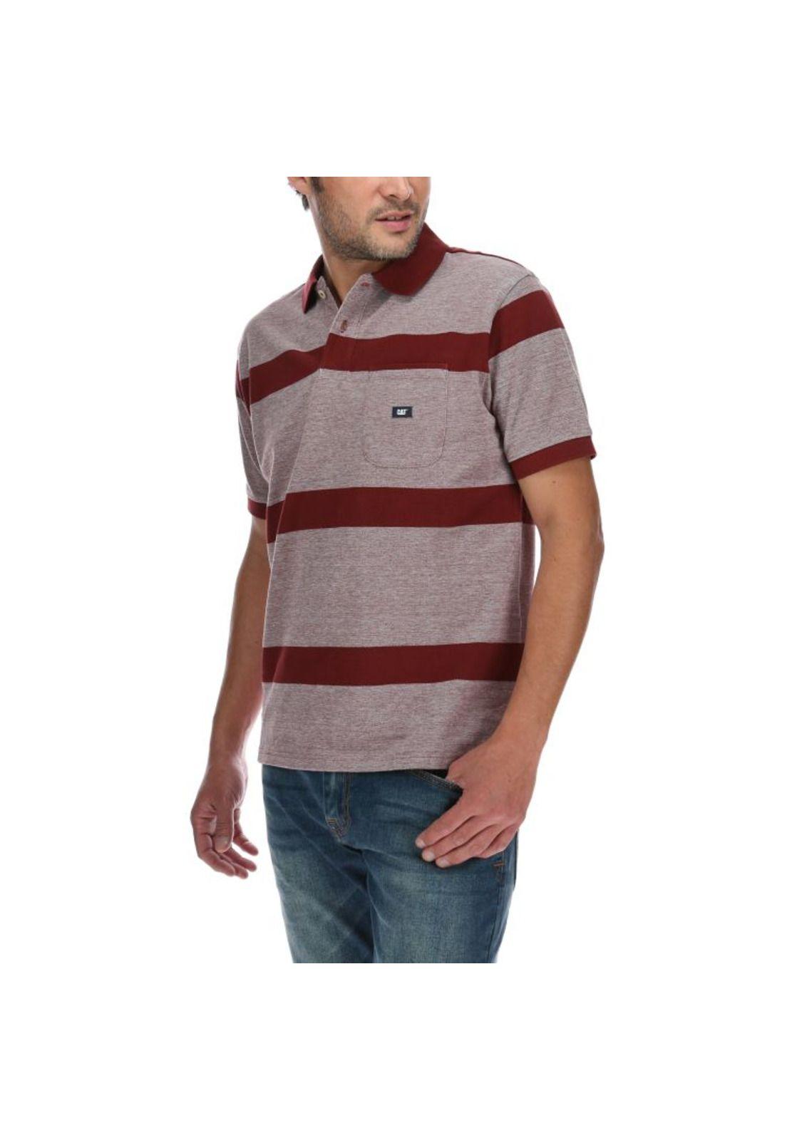 Polera Polo Hombre Terry Wide Stripe Polo Burdeo-1