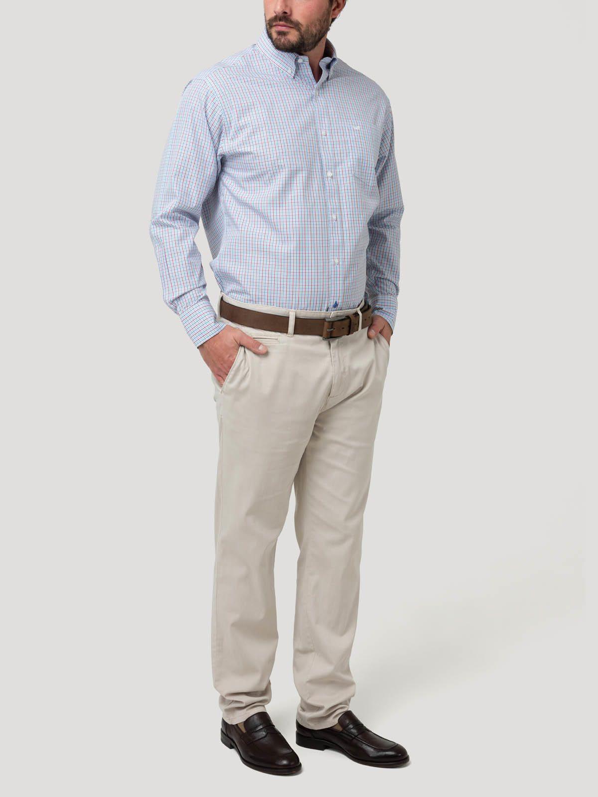 Camisa Libre de Arrugas Hombre Algodón Blanco-7