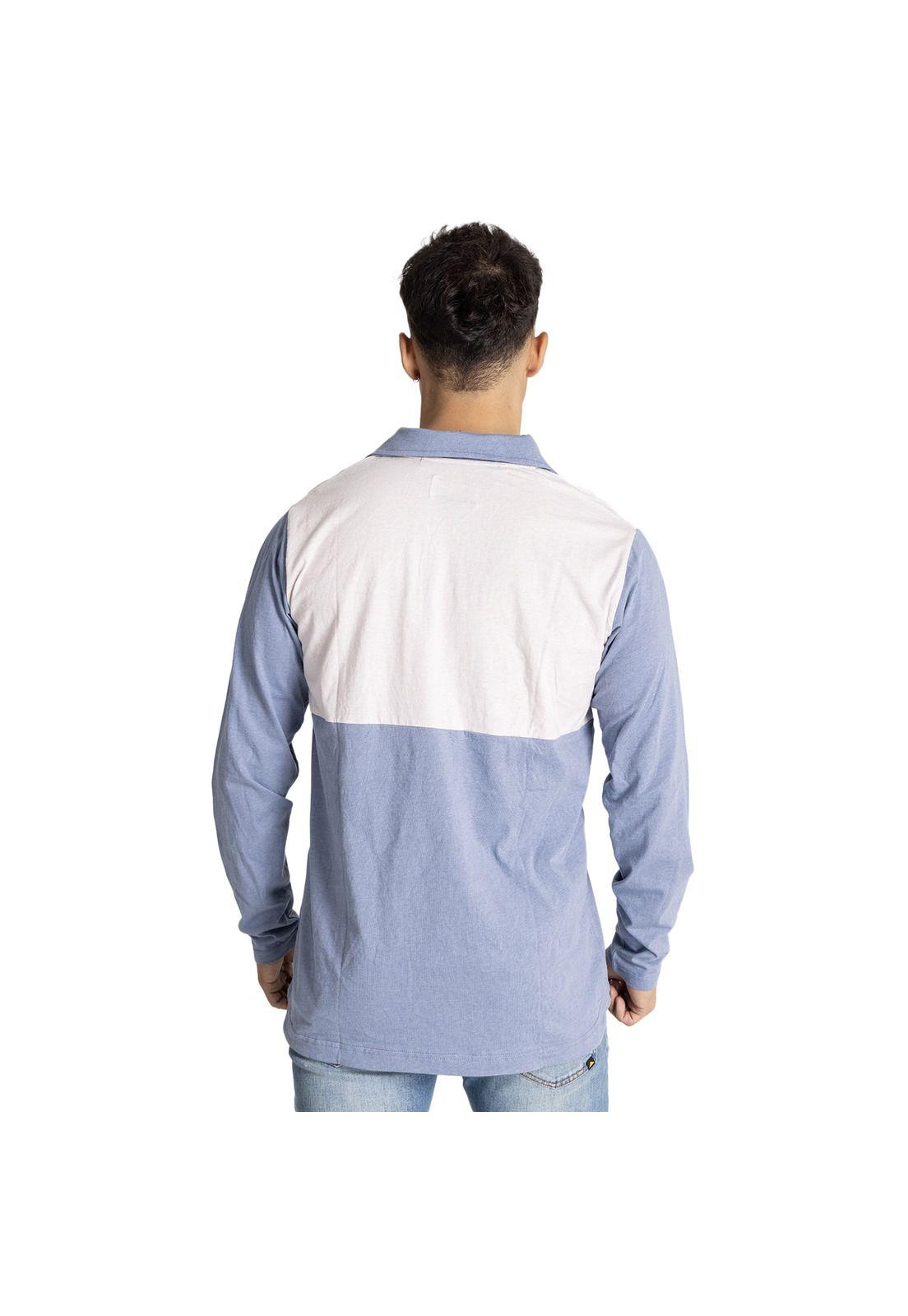 Polera Polo Hombre Natural Dye L/S Polo Azul-3