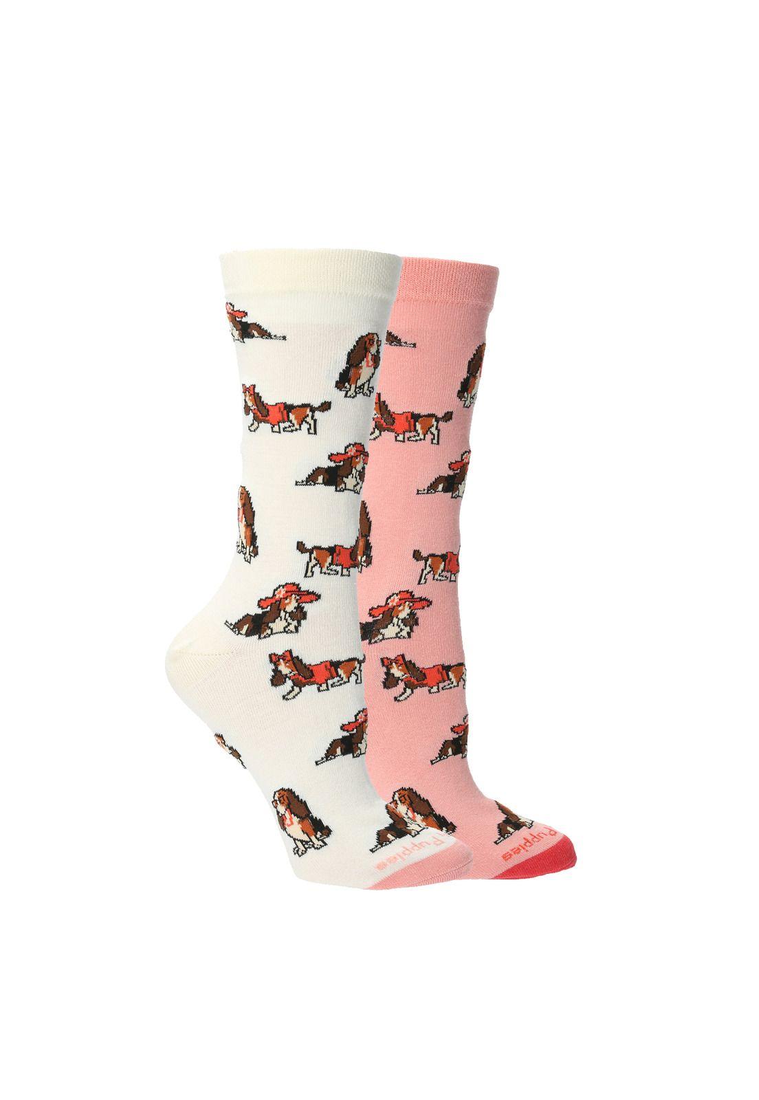 Pack 2 Calcetines Pack Basset Blanco Mujer-0