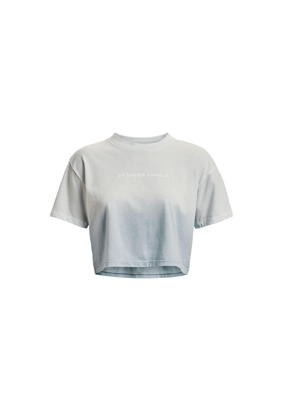 Polera M/C Training Branded Dip Dye Crop Gris Mujer-0