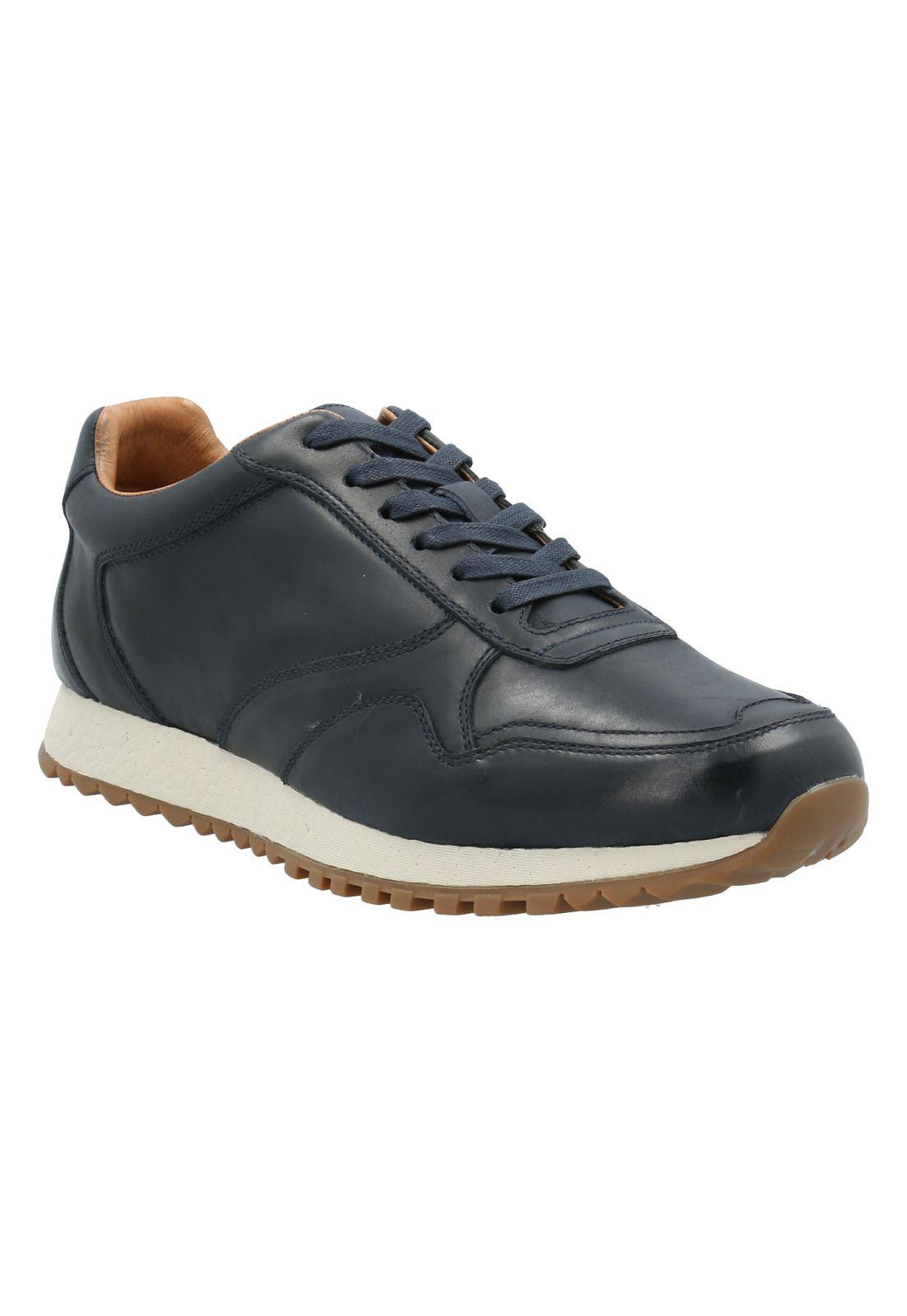 Zapatilla Cuero Hombre Fleir Azul -1
