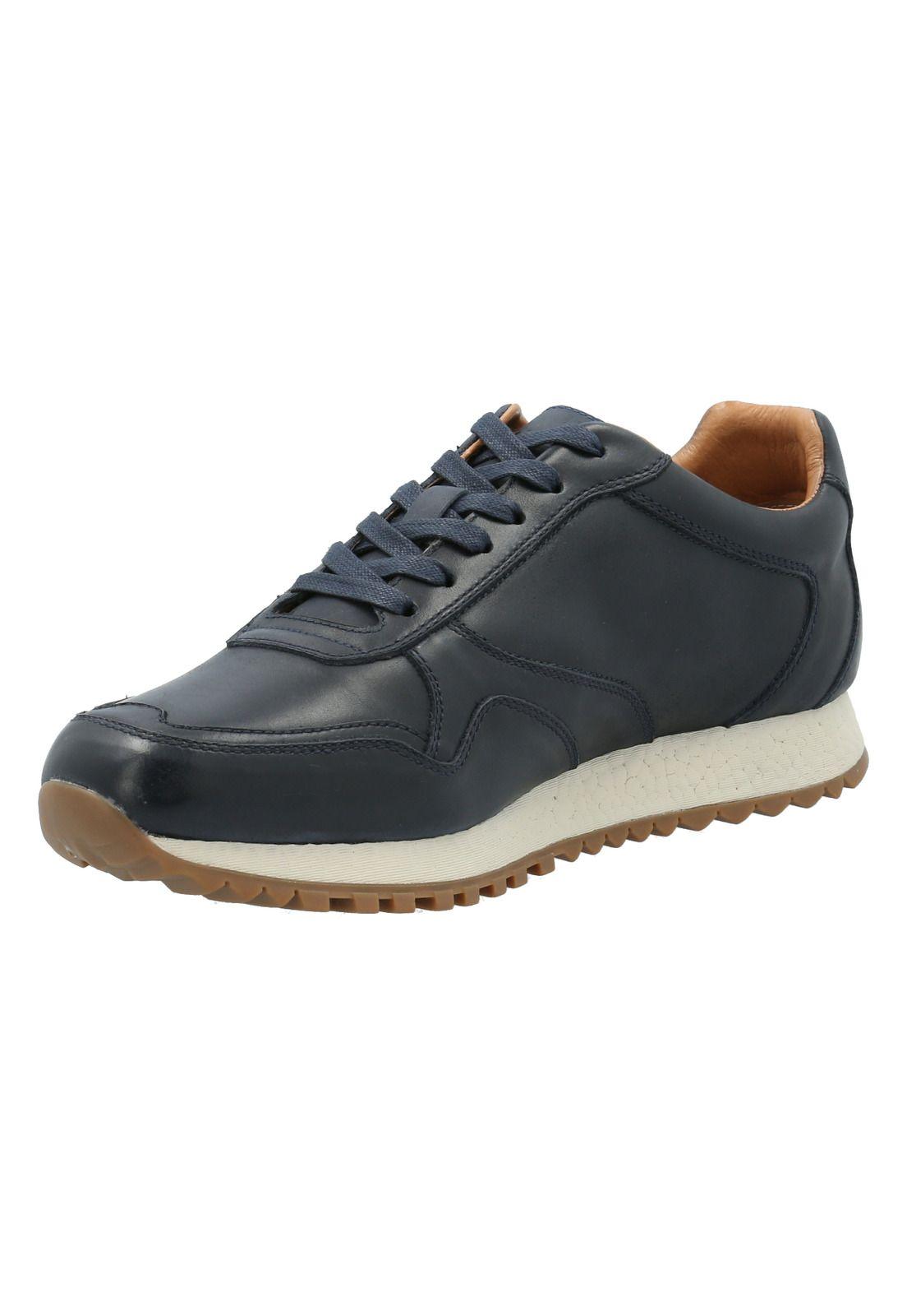 Zapatilla Cuero Hombre Fleir Azul -3