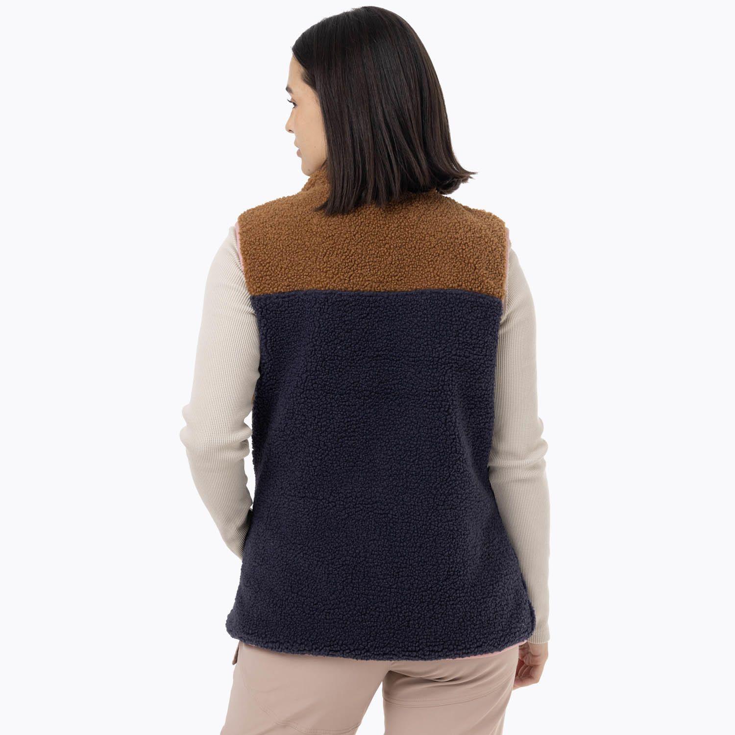 Polar Sin Mangas Mujer Sherpa Reversible Azul-4