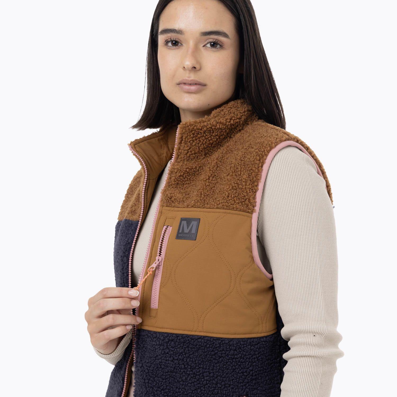 Polar Sin Mangas Mujer Sherpa Reversible Azul-5