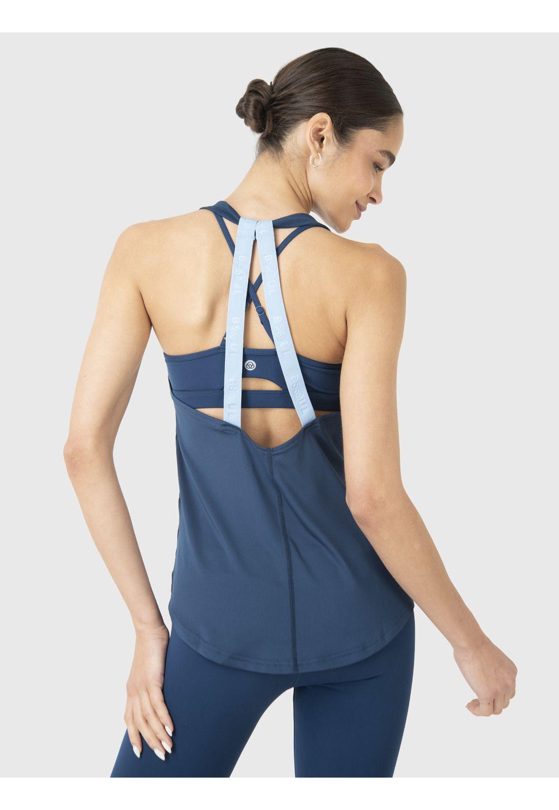 Polera Training Sin Margas Mujer Tank Azul-1