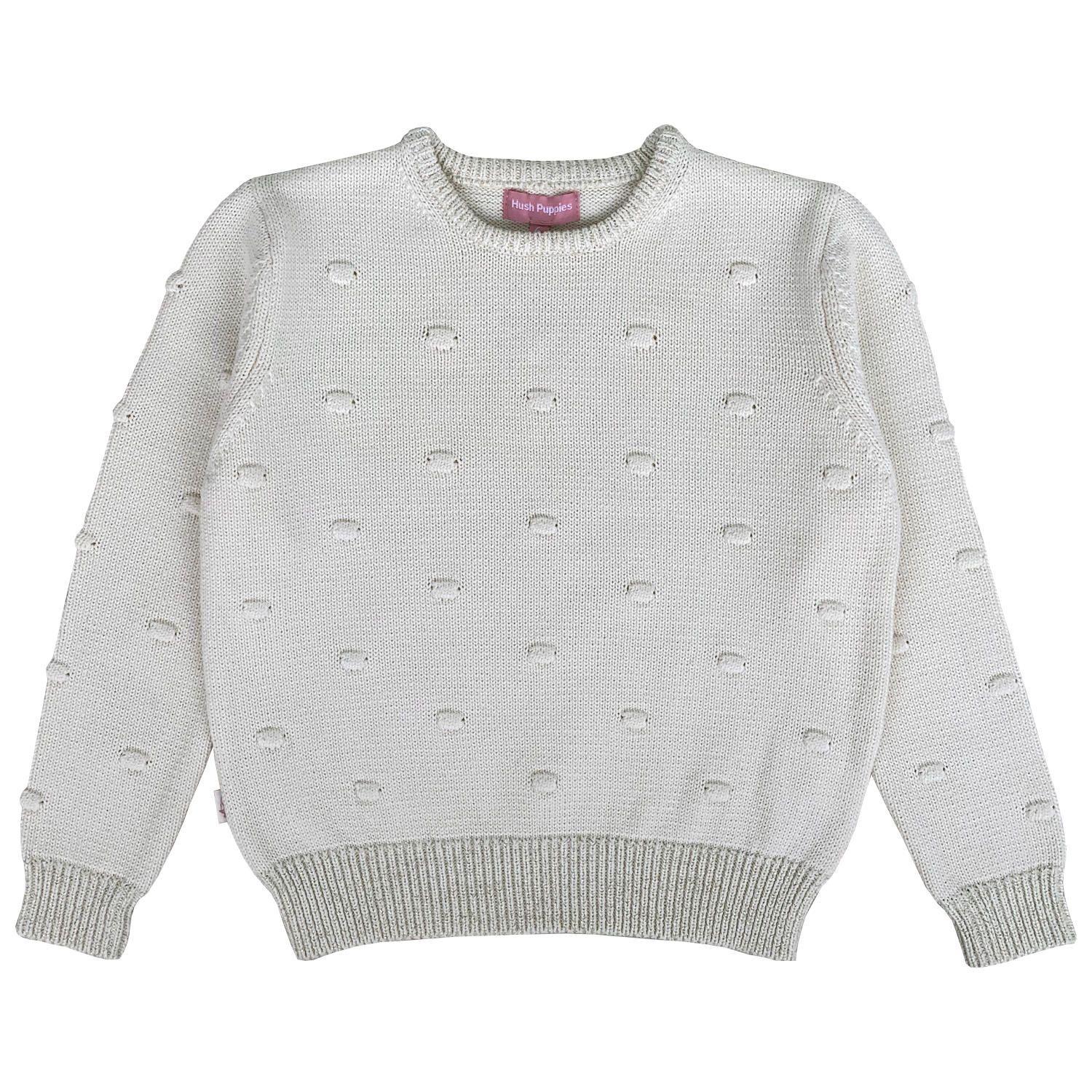 Sweater Pompom Niña Algodón Blanco-0